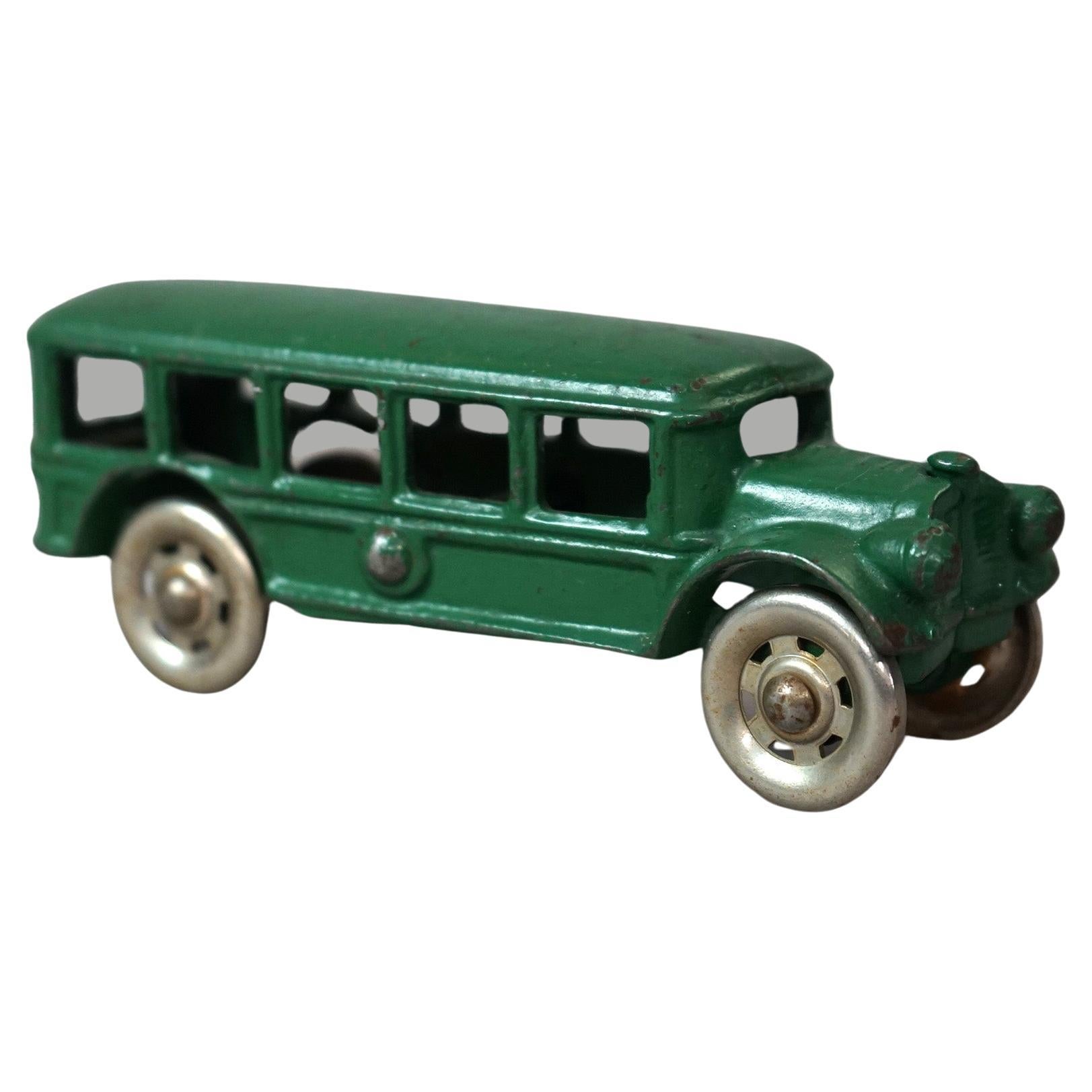 Antique Hurley Green Painted Cast Iron Toy Bus Circa 1930