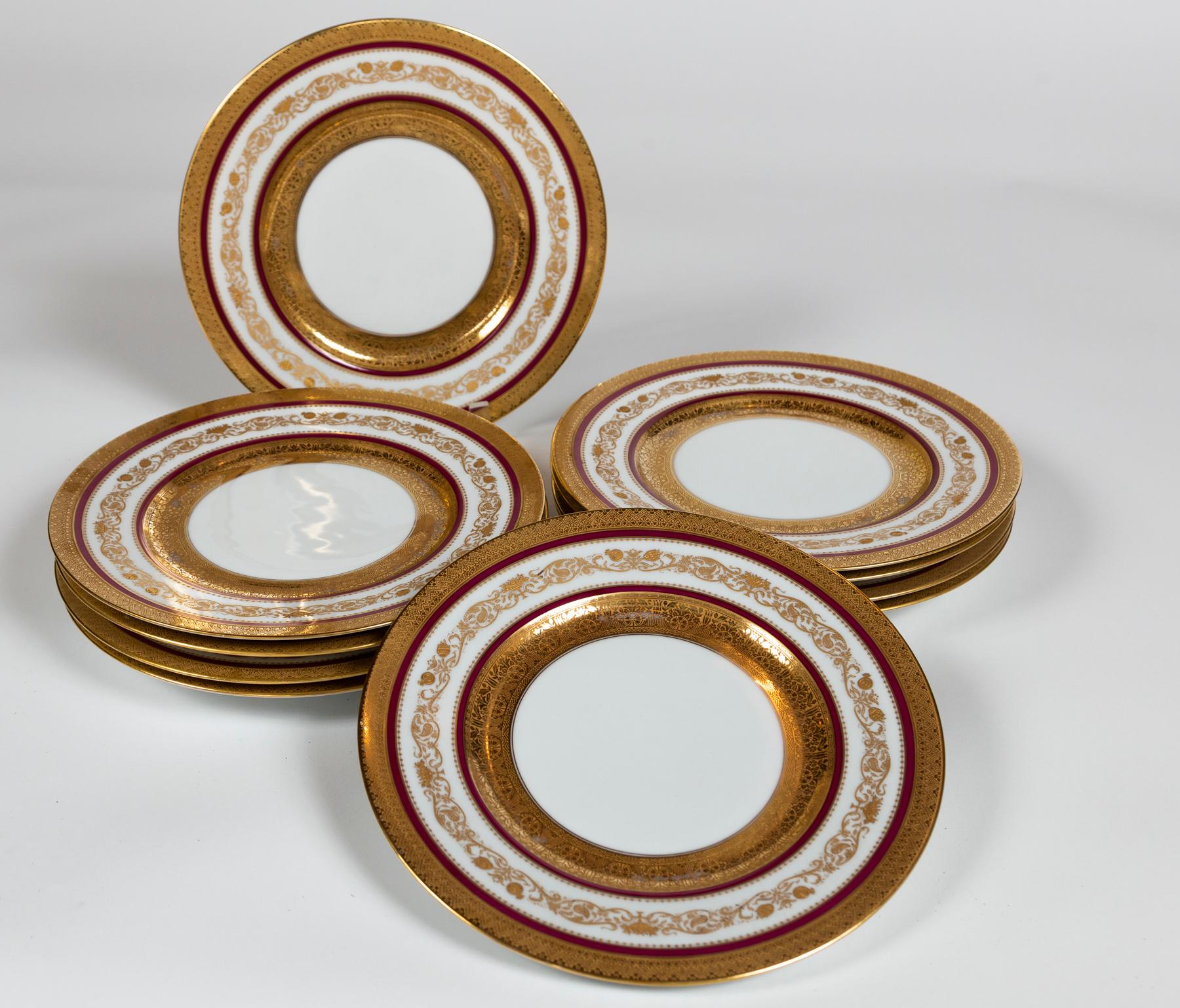 Porcelaine Anciennes assiettes à dîner Hutschenreuther, début du 20e siècle, Bavière en vente