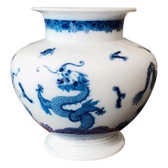 Antique Hutschenreuther Hohenberg 1814 Blue Onion Jar Dragon Chinese Scene