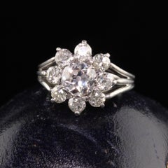 Antique HW Beattie and Sons Art Deco Platinum Old Mine Diamond Engagement Ring