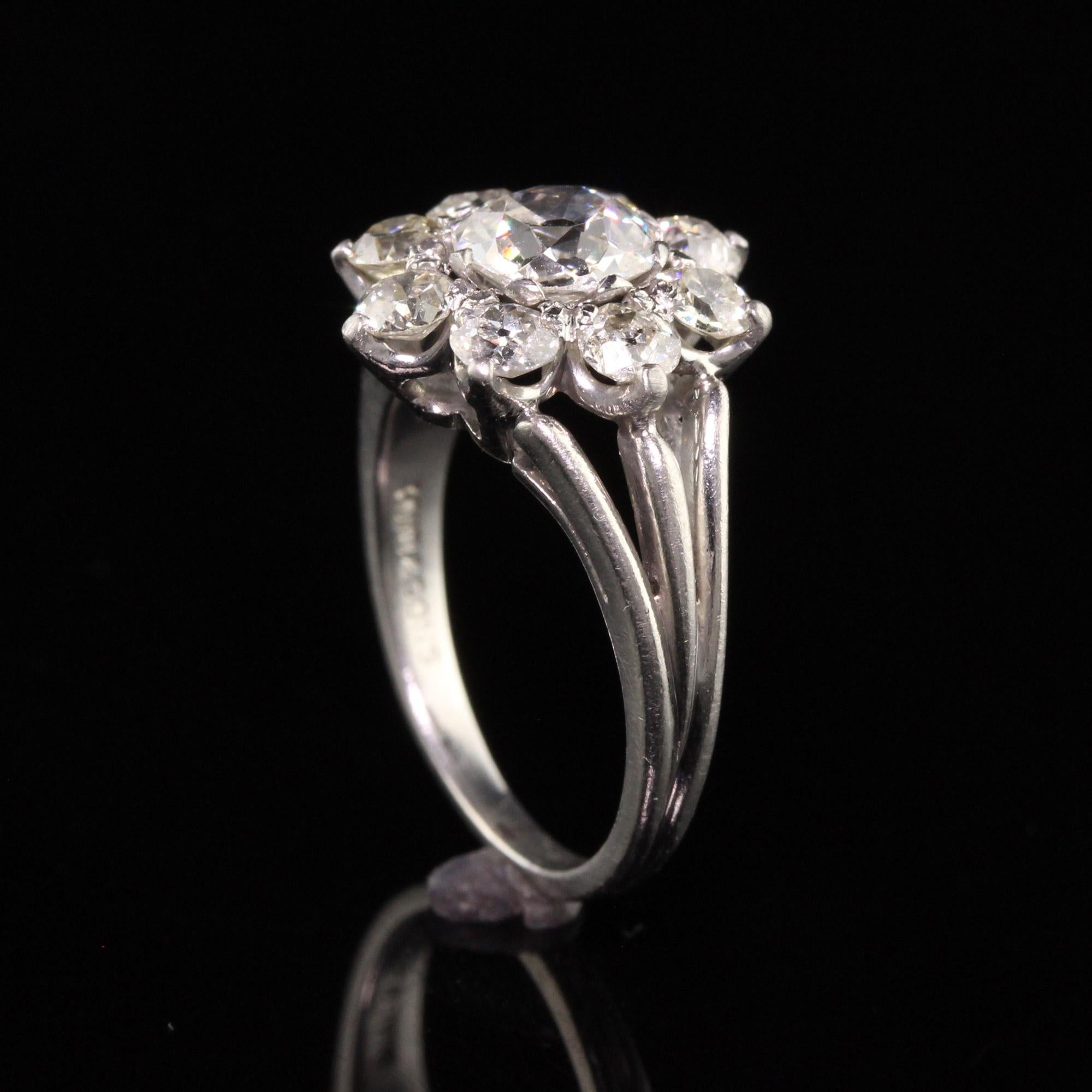 Women's Antique HW Beattie and Sons Art Deco Platinum Old Mine Diamond Engagement Ring