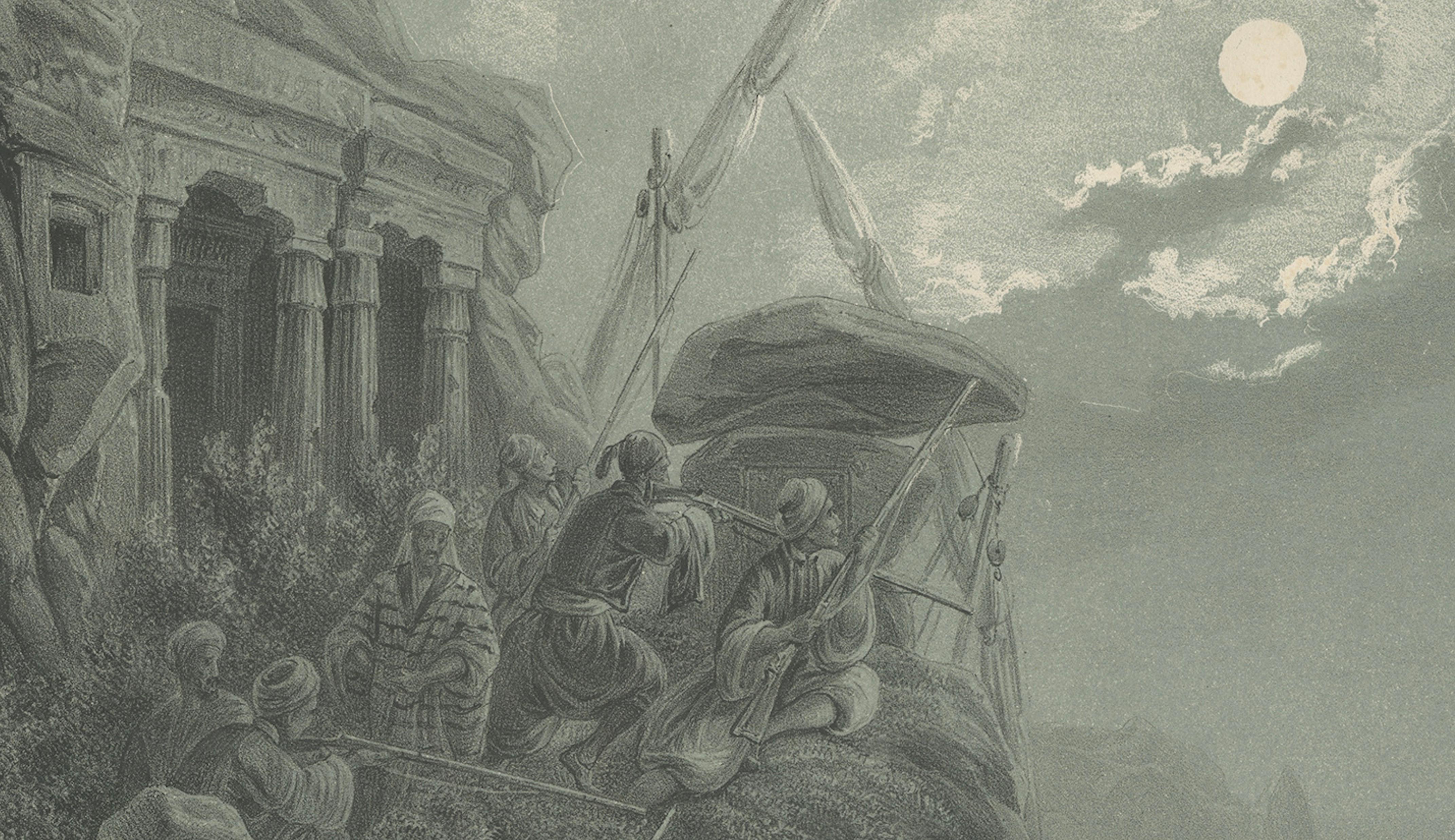 Antike Hyänenjagd auf dem Nil Mondscheinszene aus Maximilian, 1846 (19. Jahrhundert) im Angebot