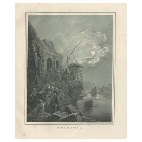 Antique Hyena Hunt on the Nile Moonlight Scene from Maximilian, 1846