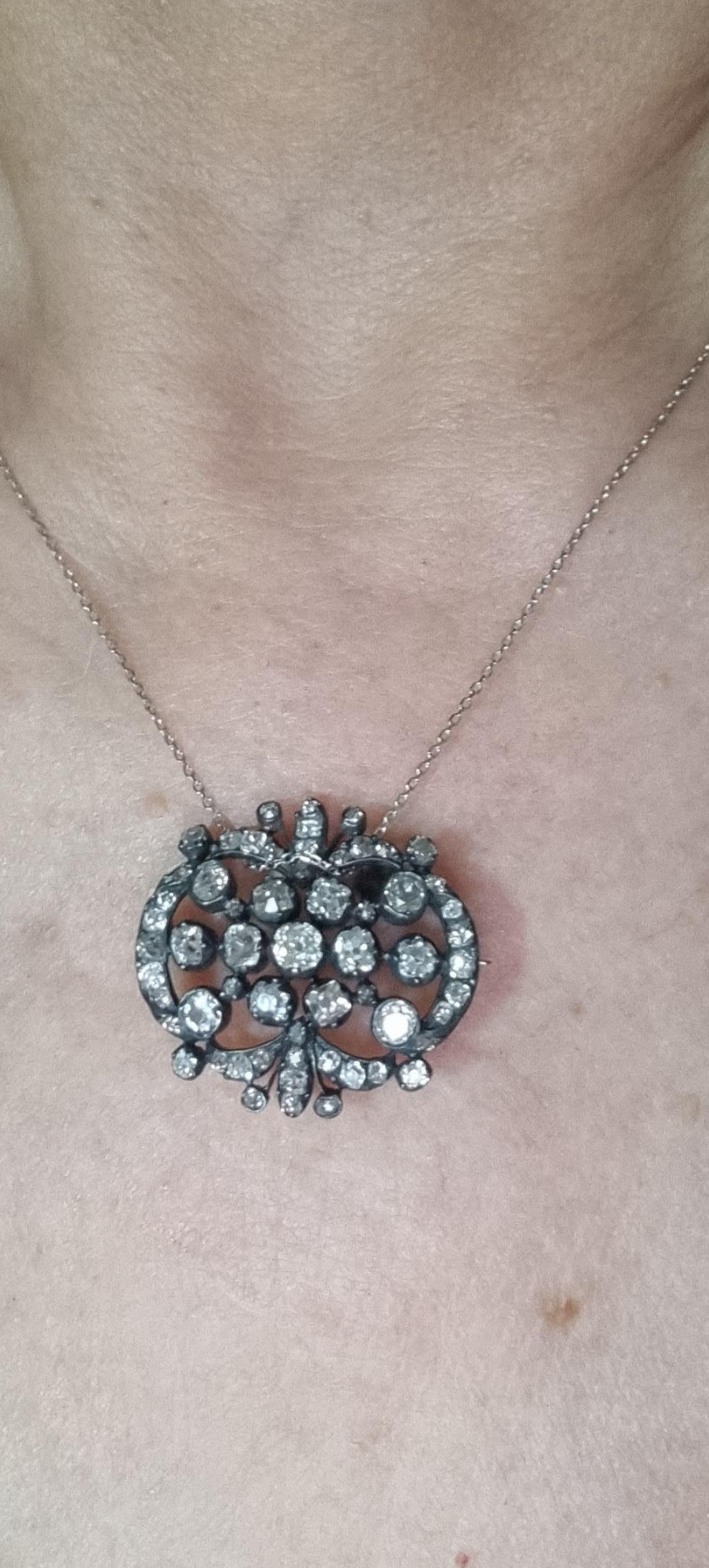 Antique pendentif/broche en diamant ibérique 19ème siècle en vente 6
