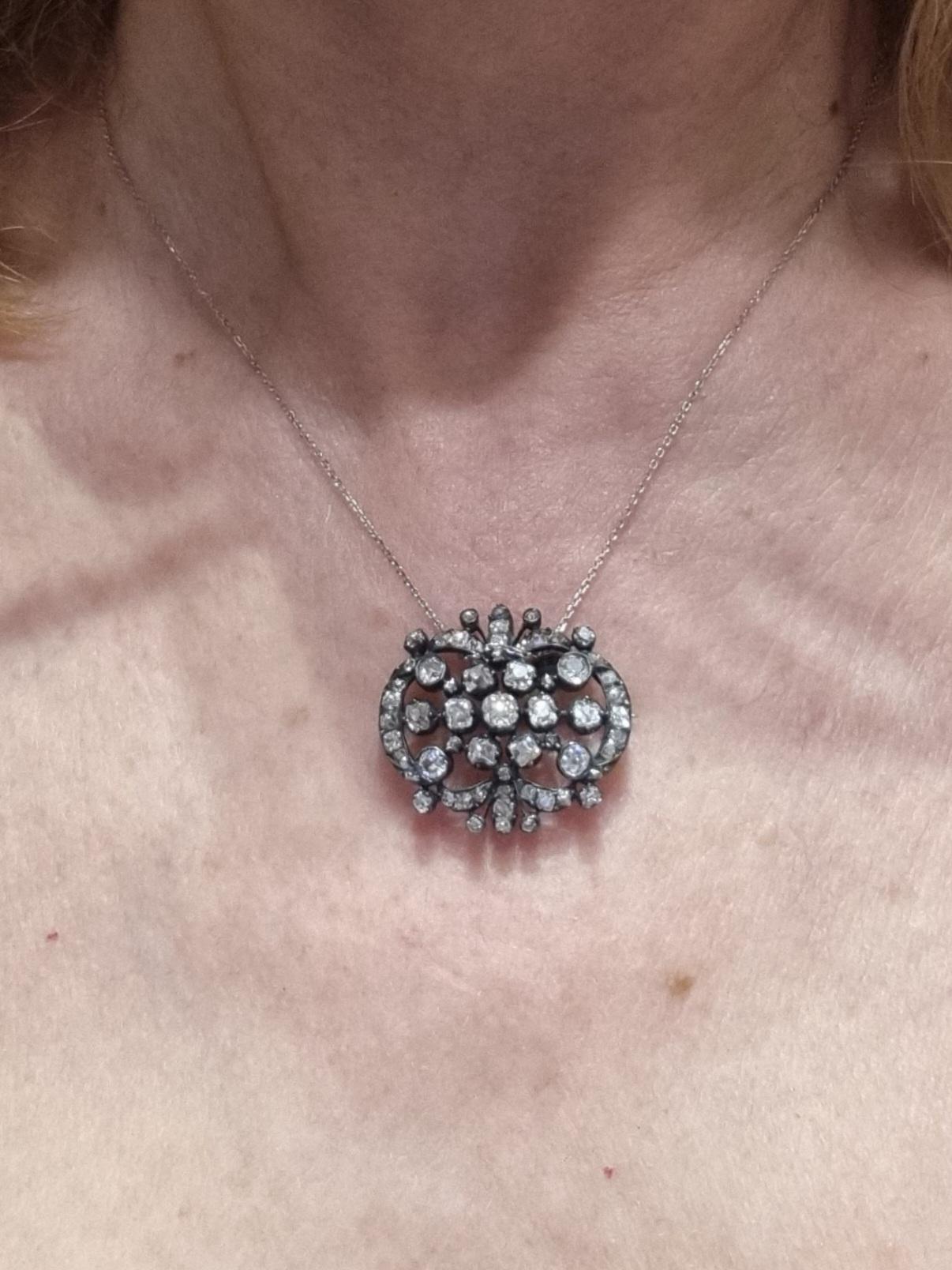 Antique pendentif/broche en diamant ibérique 19ème siècle en vente 7