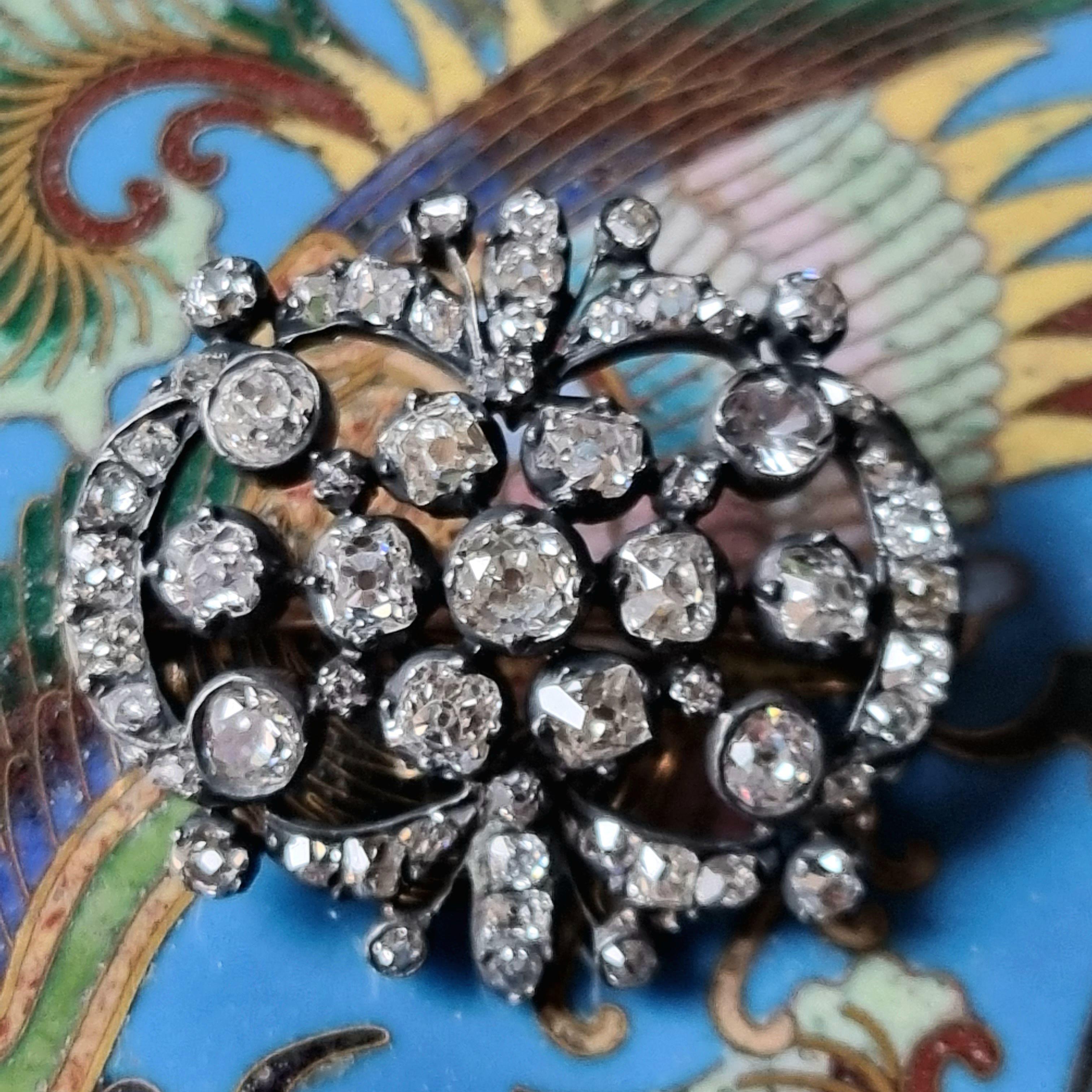 Antique pendentif/broche en diamant ibérique 19ème siècle en vente 3