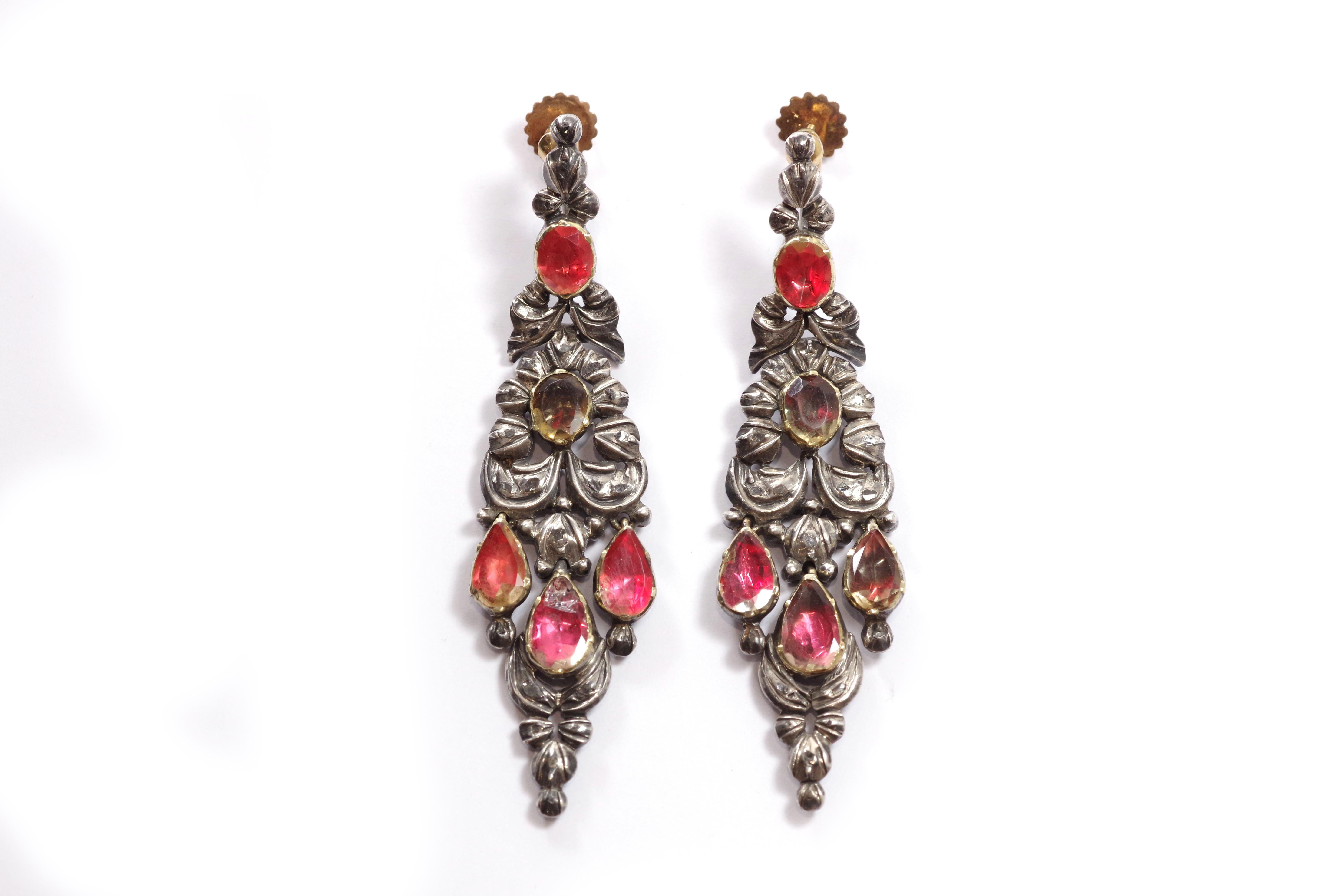 Antique Iberian foiled citrine earrings For Sale 4