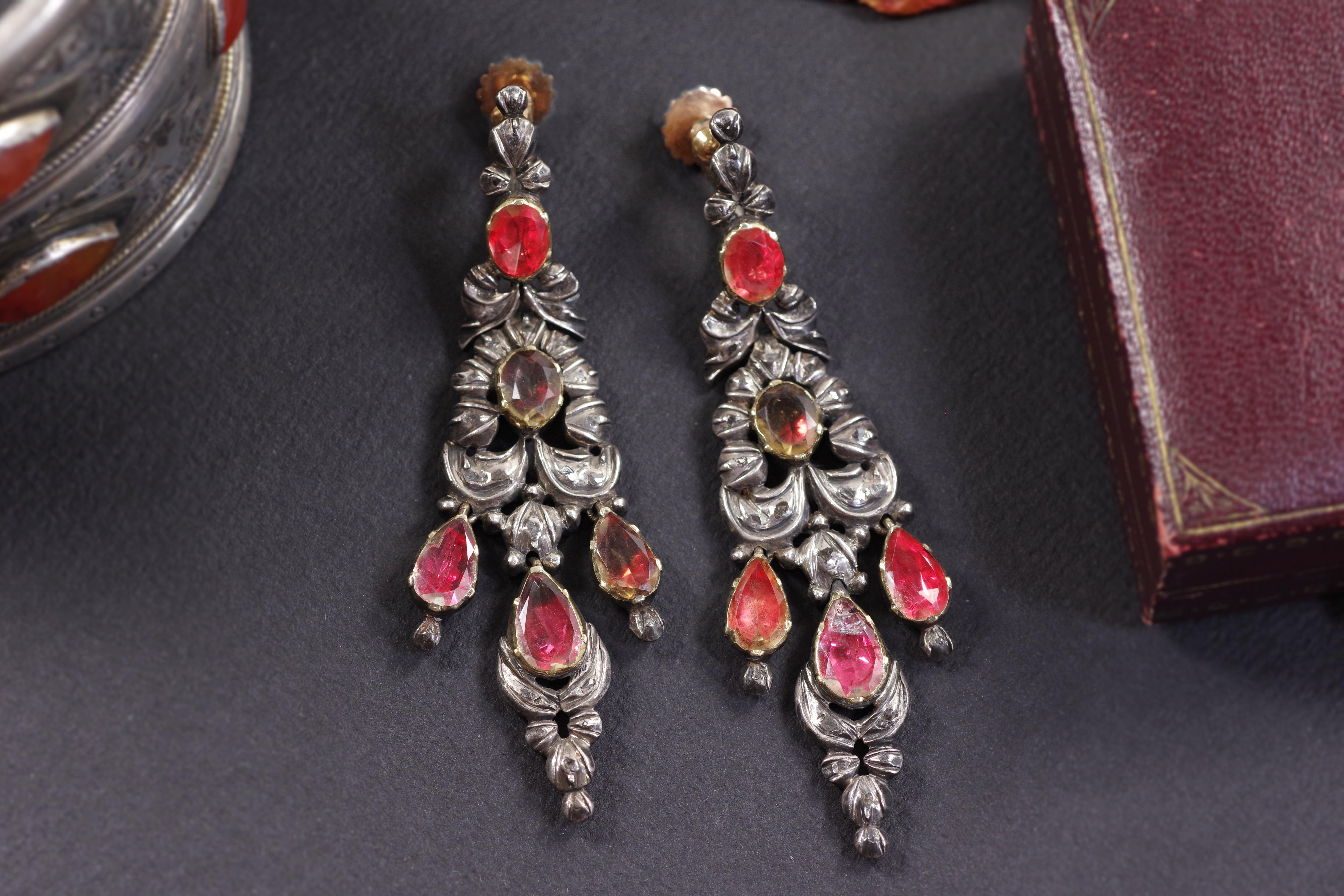 Georgian Antique Iberian foiled citrine earrings For Sale