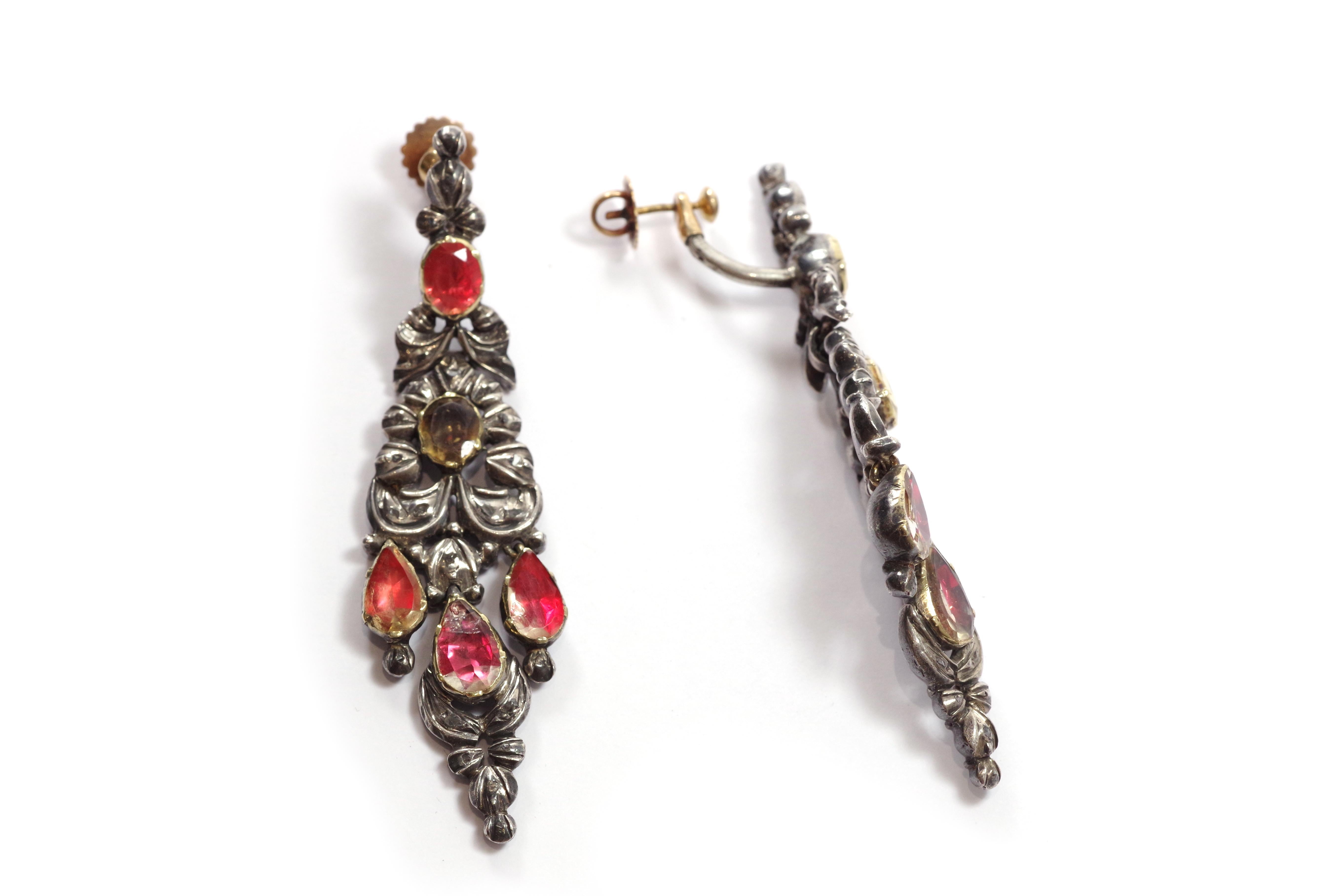 Women's Antique Iberian foiled citrine earrings For Sale