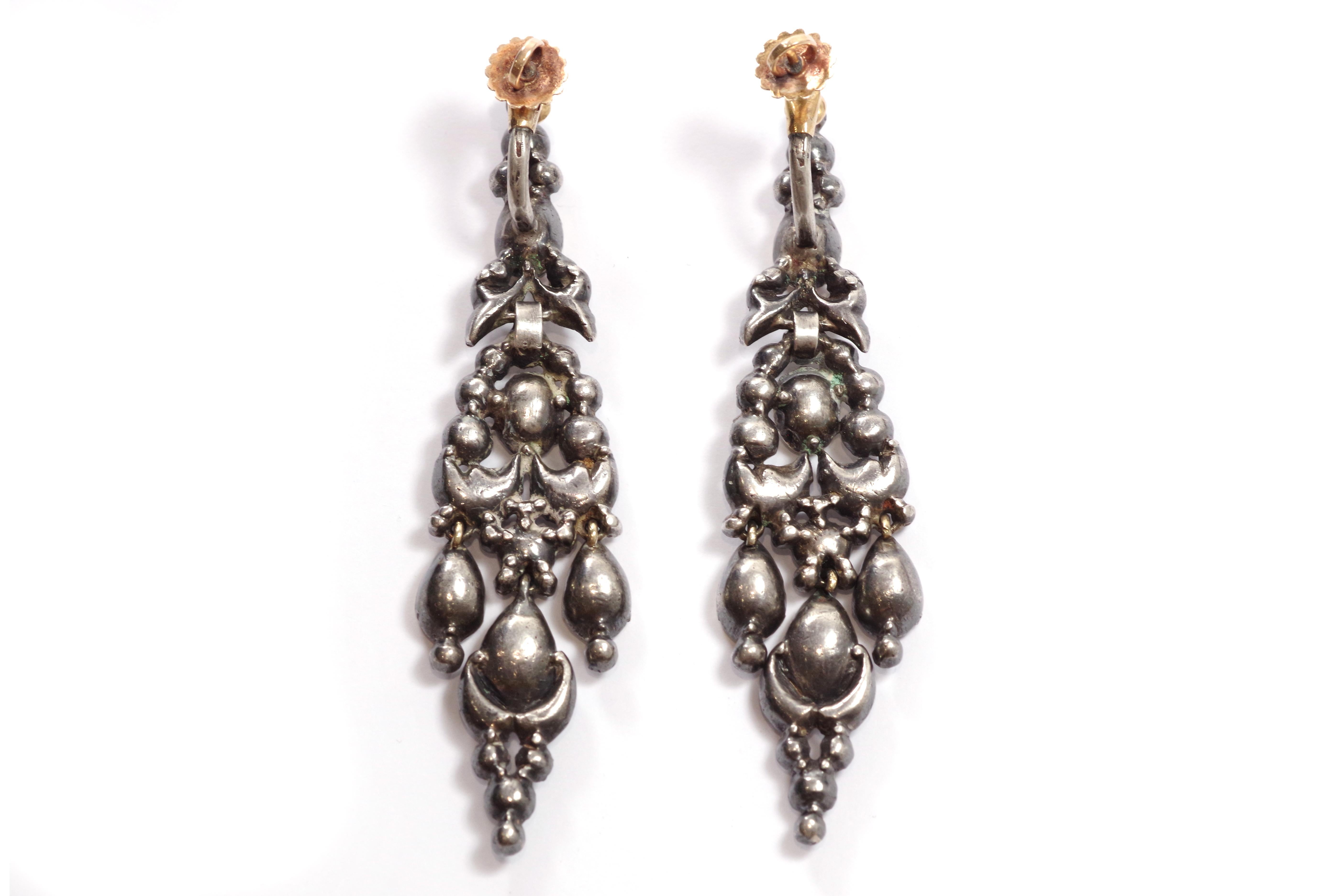 Antique Iberian foiled citrine earrings For Sale 1