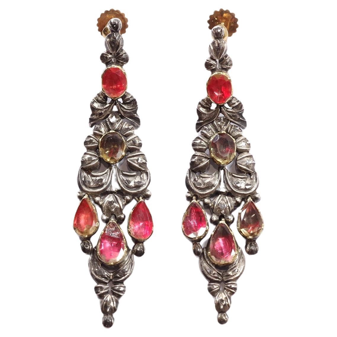 Antique Iberian foiled citrine earrings For Sale
