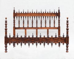 Antique Iberian Four Poster Spindle Wood Bed, C1900 FREE SHIPPING