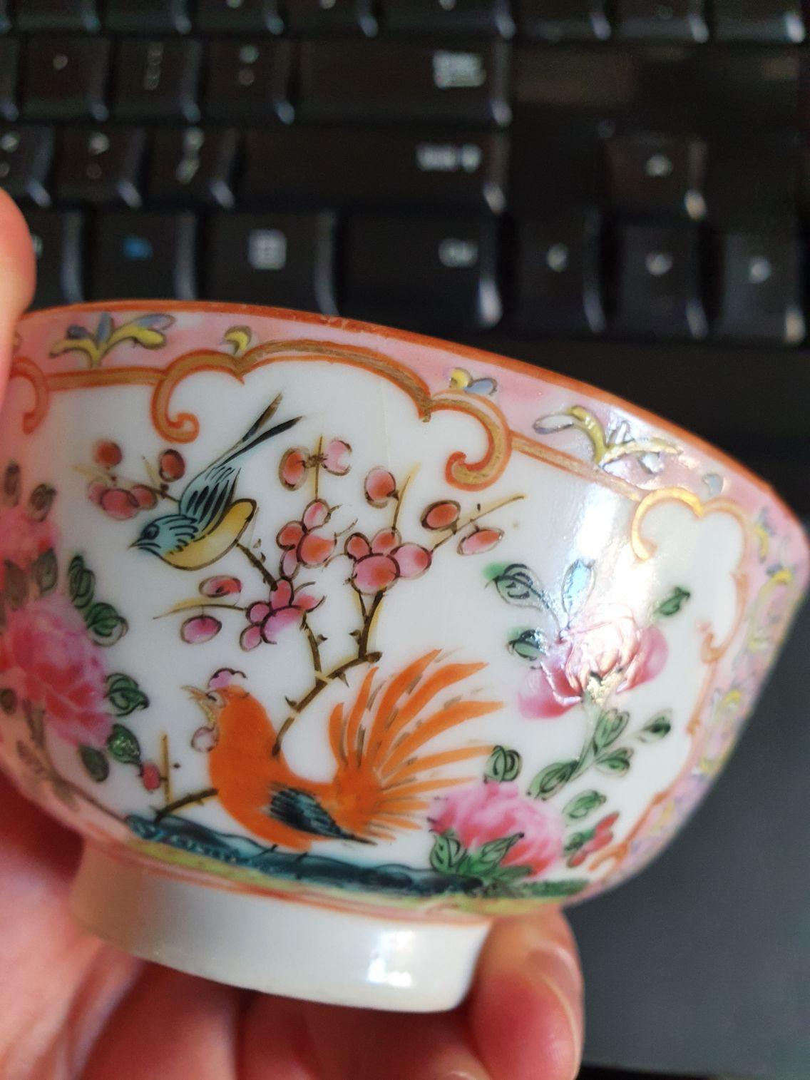 Antique Ice Bowl Sorbet Coupe Chinese Porcelain 19th Mandarin Rose China For Sale 8