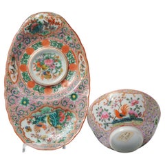Antike antike Eisschale Sorbet Coupe Chinesisches Porzellan 19. Jahrhundert Mandarin Rose China