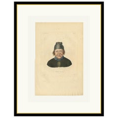 Stampa antica dall'Islanda - Figura di lebbroso dal Viaggio di Gaimard, pubblicato nel 1842