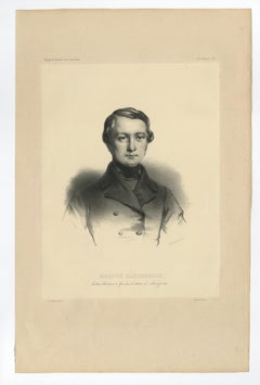 Antique Icelandic Portrait Print – Magnus Hakonarson, Student, Published 1842