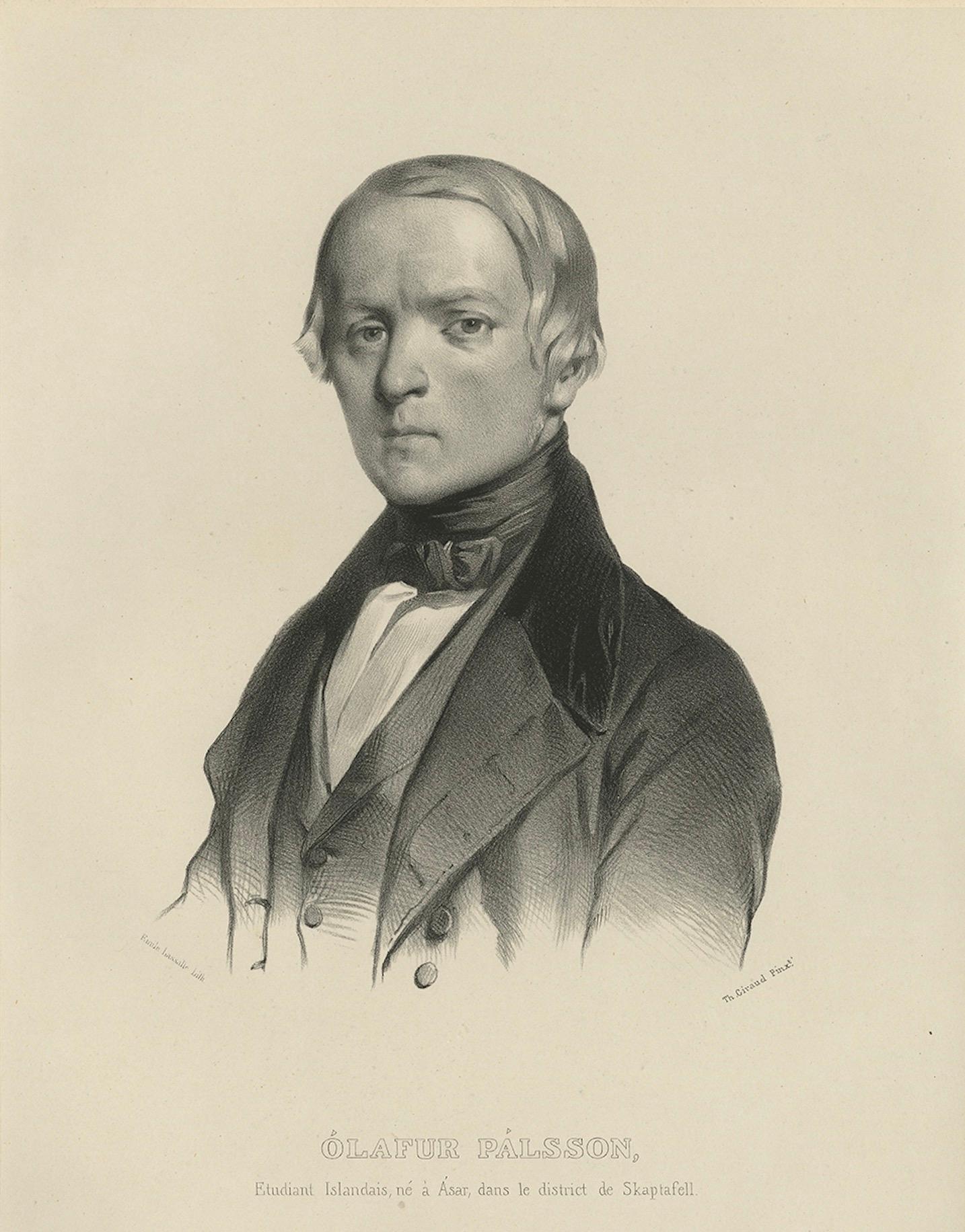 Retrato Islandés Antiguo - Ólafur Pálsson de Skaftafell, 1842 siglo XIX en venta