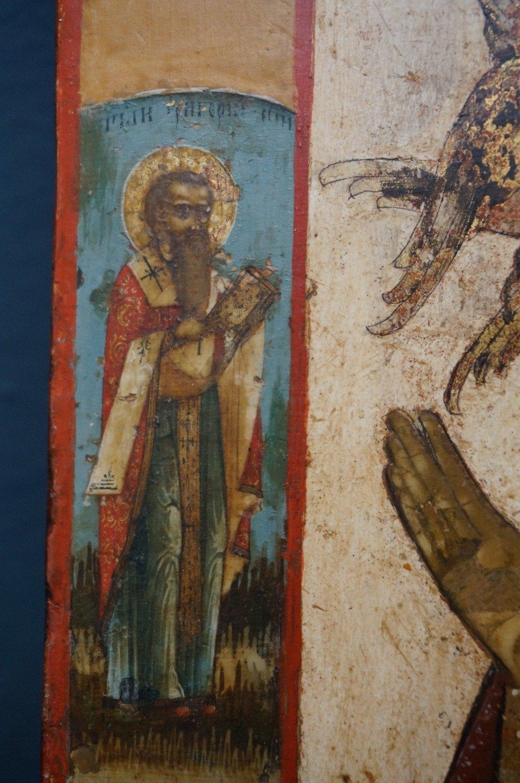Icône antique représentant la Mère de Dieu du Signe, vers 1800 en vente 4