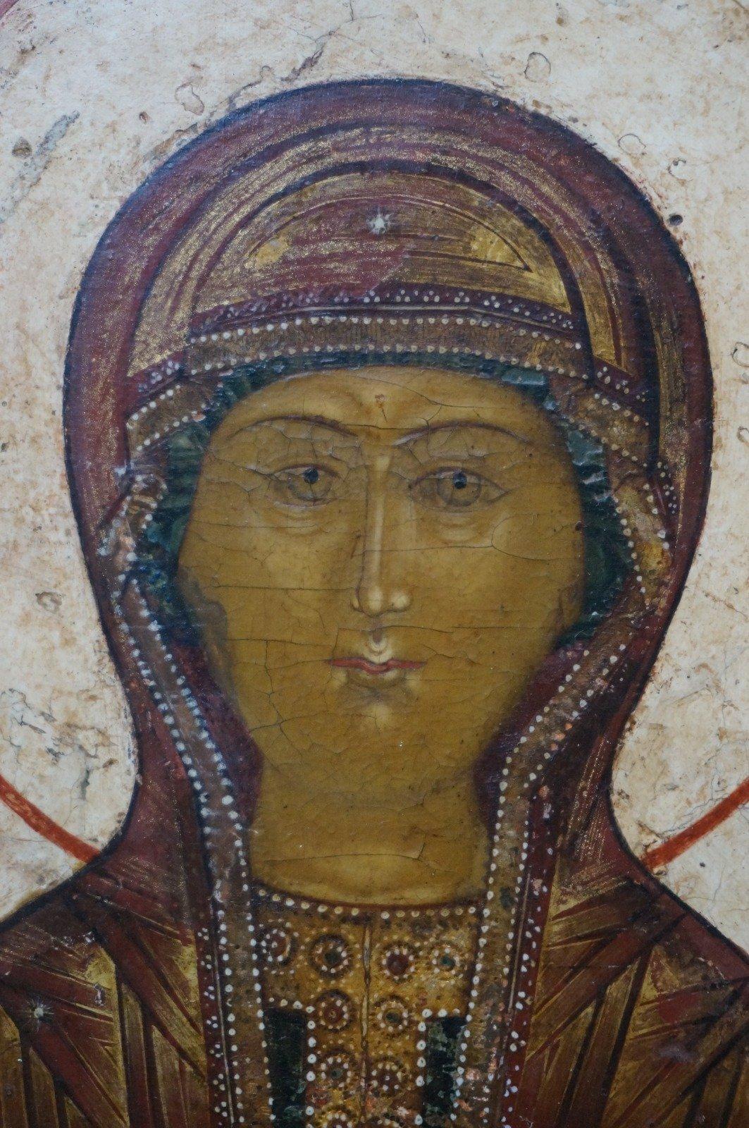Icône antique représentant la Mère de Dieu du Signe, vers 1800 en vente 7