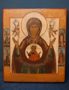 Antique icon depicting the Mother of God of the Sign, ca. 1800