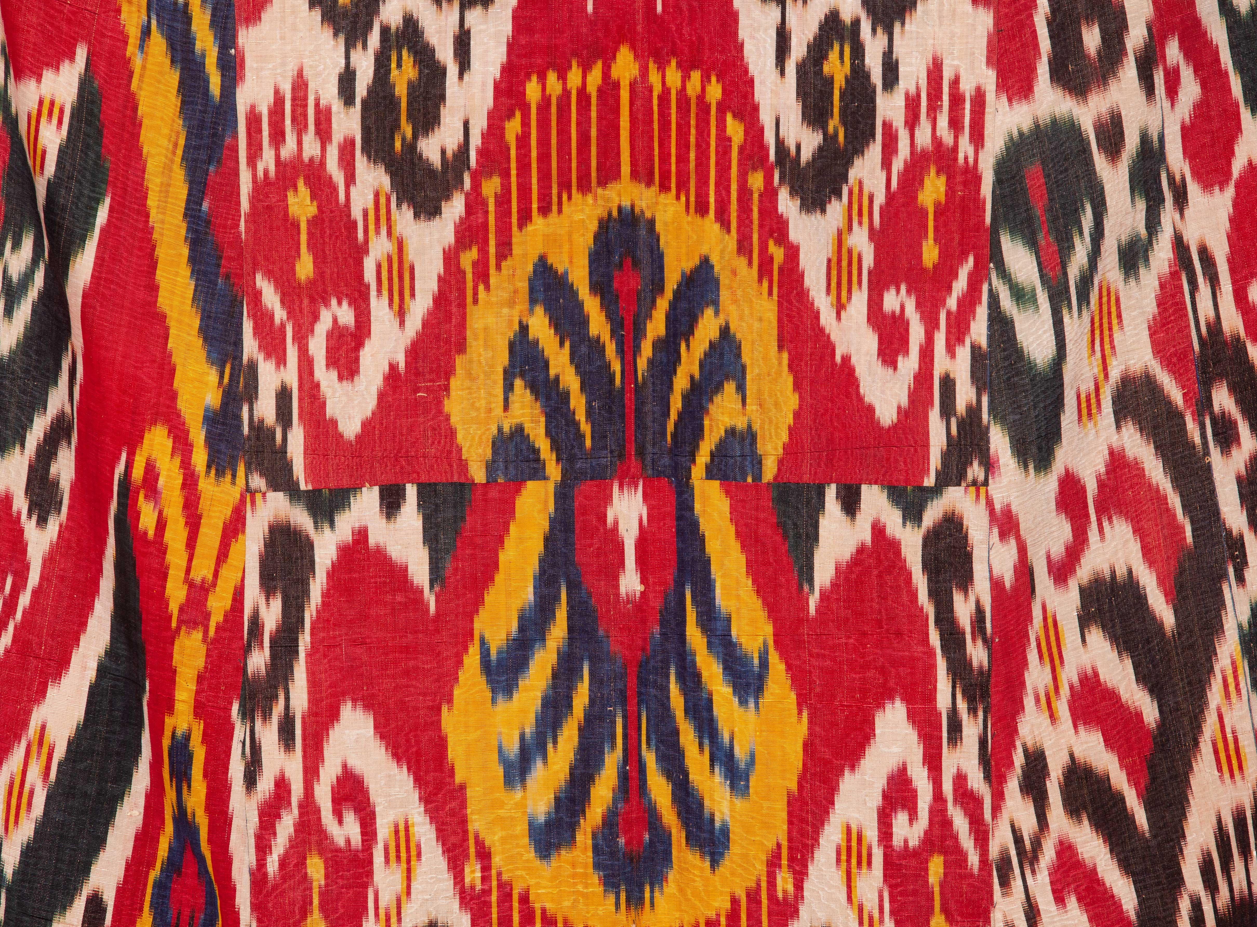 Tribal Antique Ikat Chapan, Coat, Caftan from Tajikstan, Late 19th Century