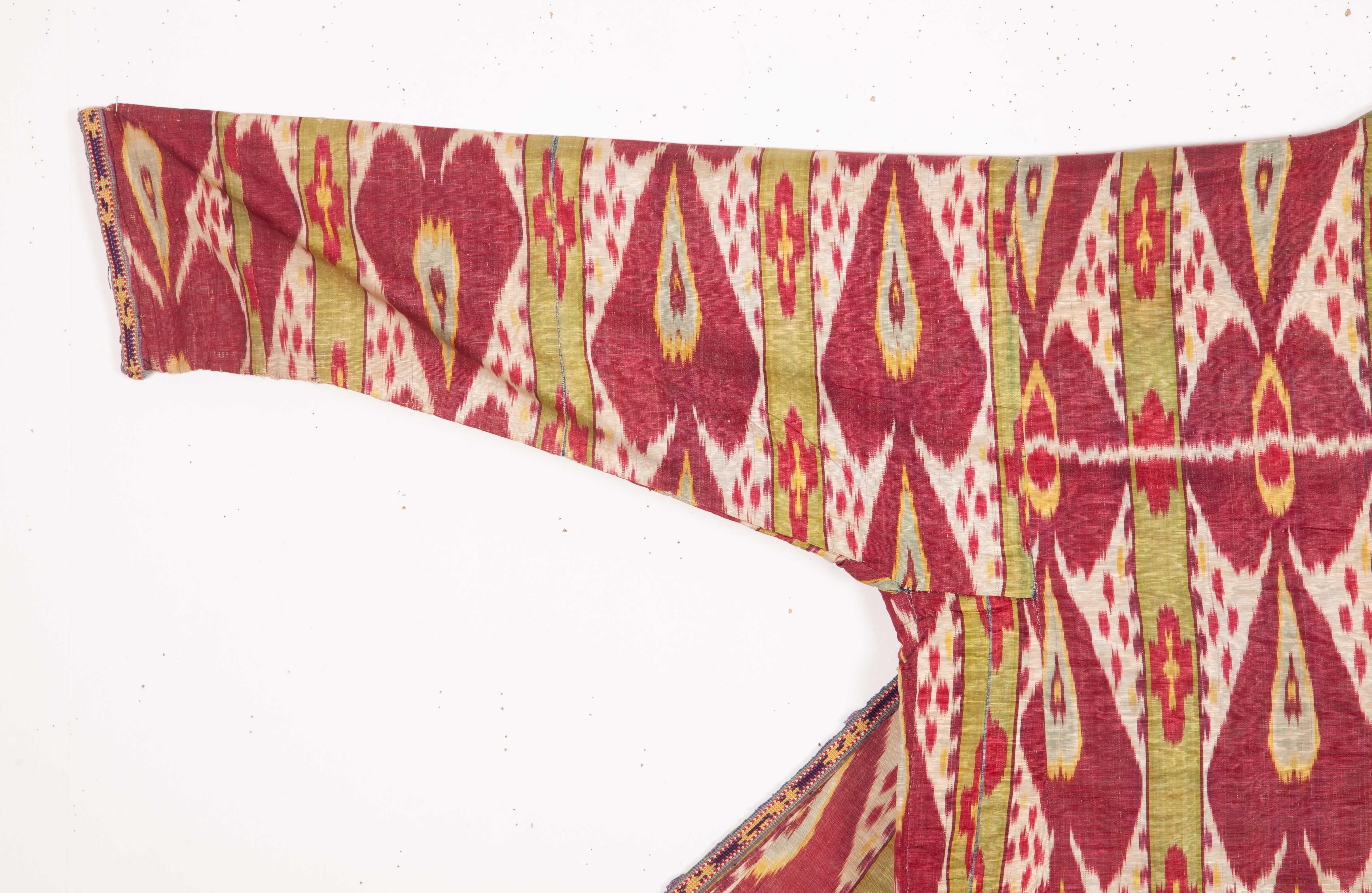 Tribal Antique Ikat Chapan, Tajikistan, 19th Century