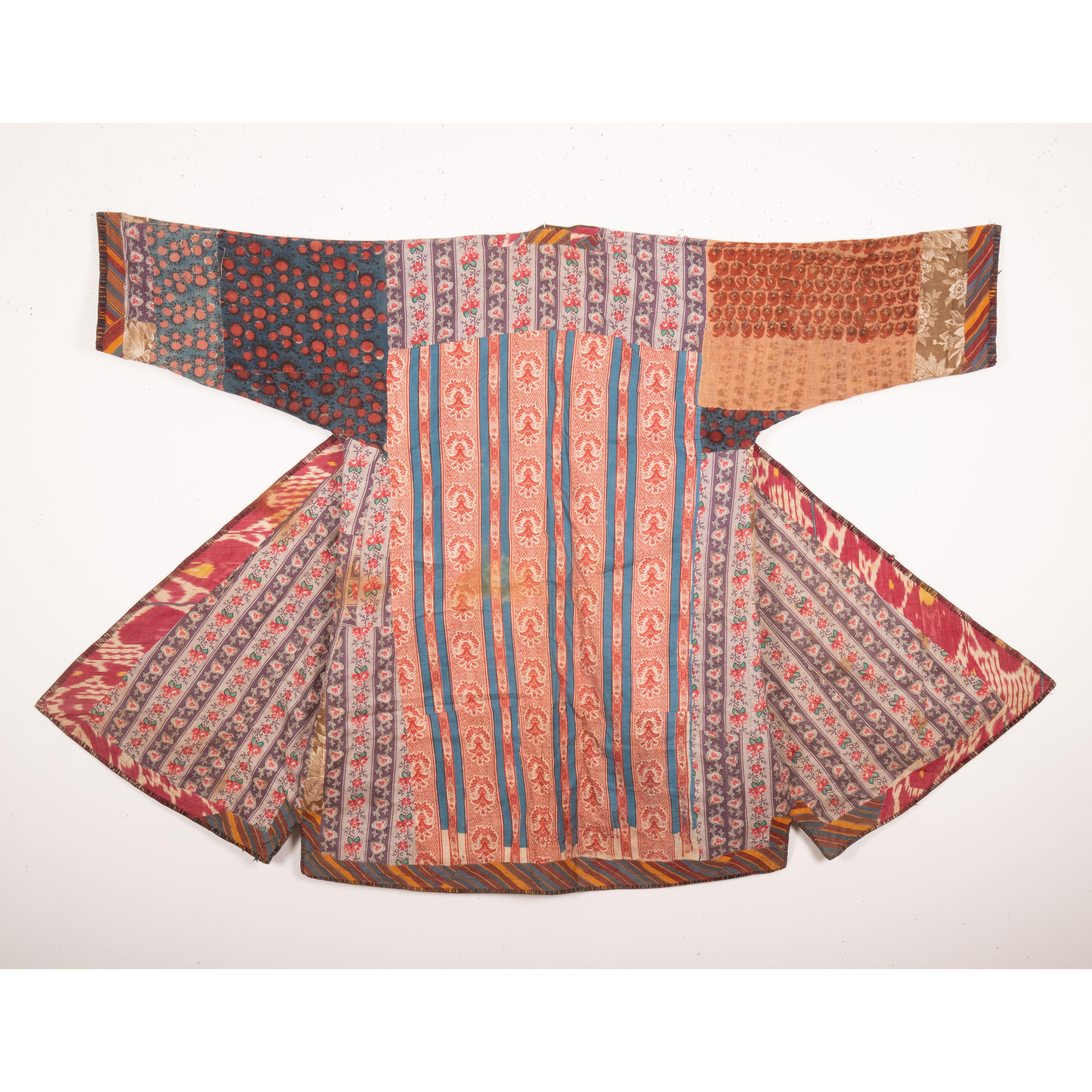 Antique Ikat Chapan with a Good Mix of Roller Printed Lining, 19th Century 2