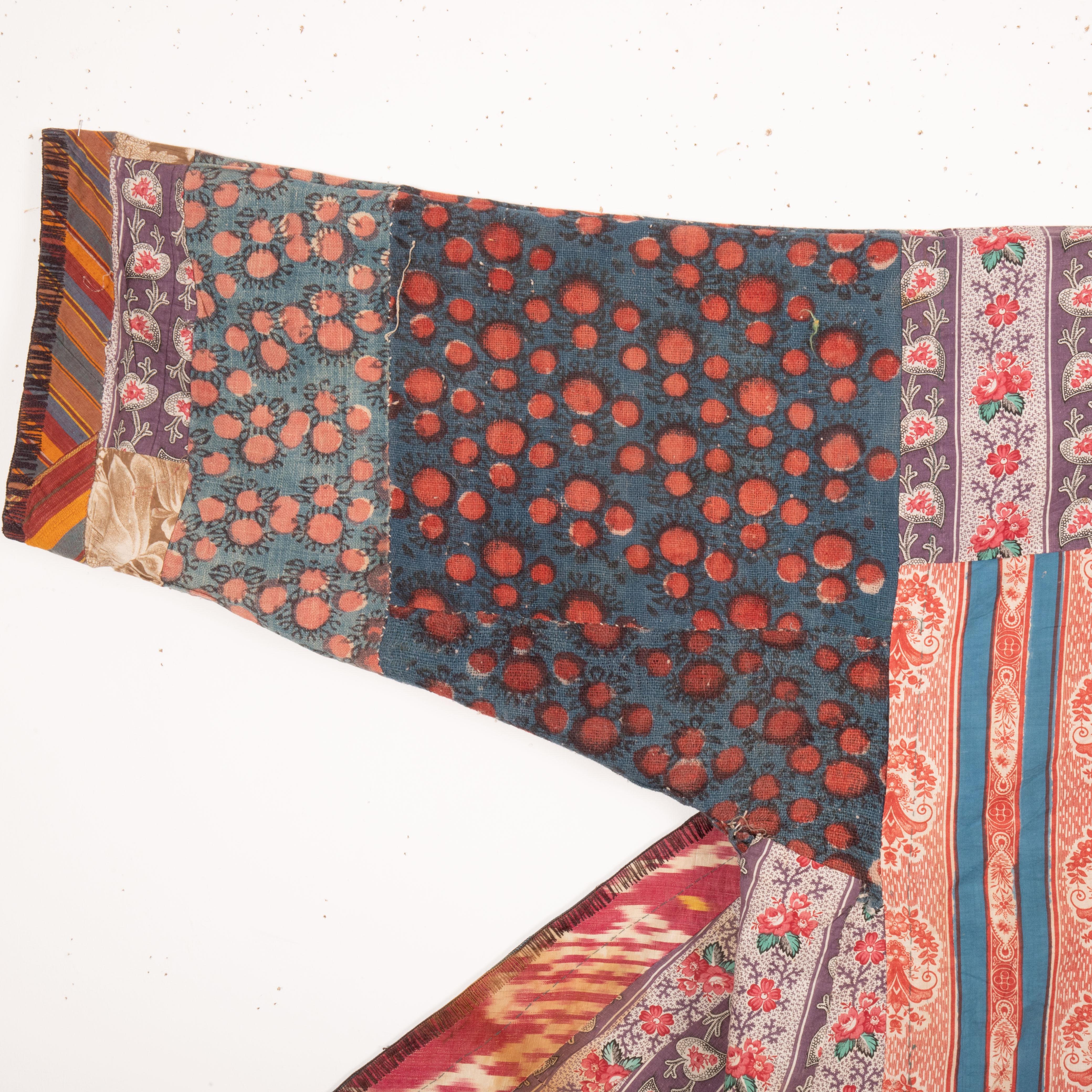 Antique Ikat Chapan with a Good Mix of Roller Printed Lining, 19th Century 3
