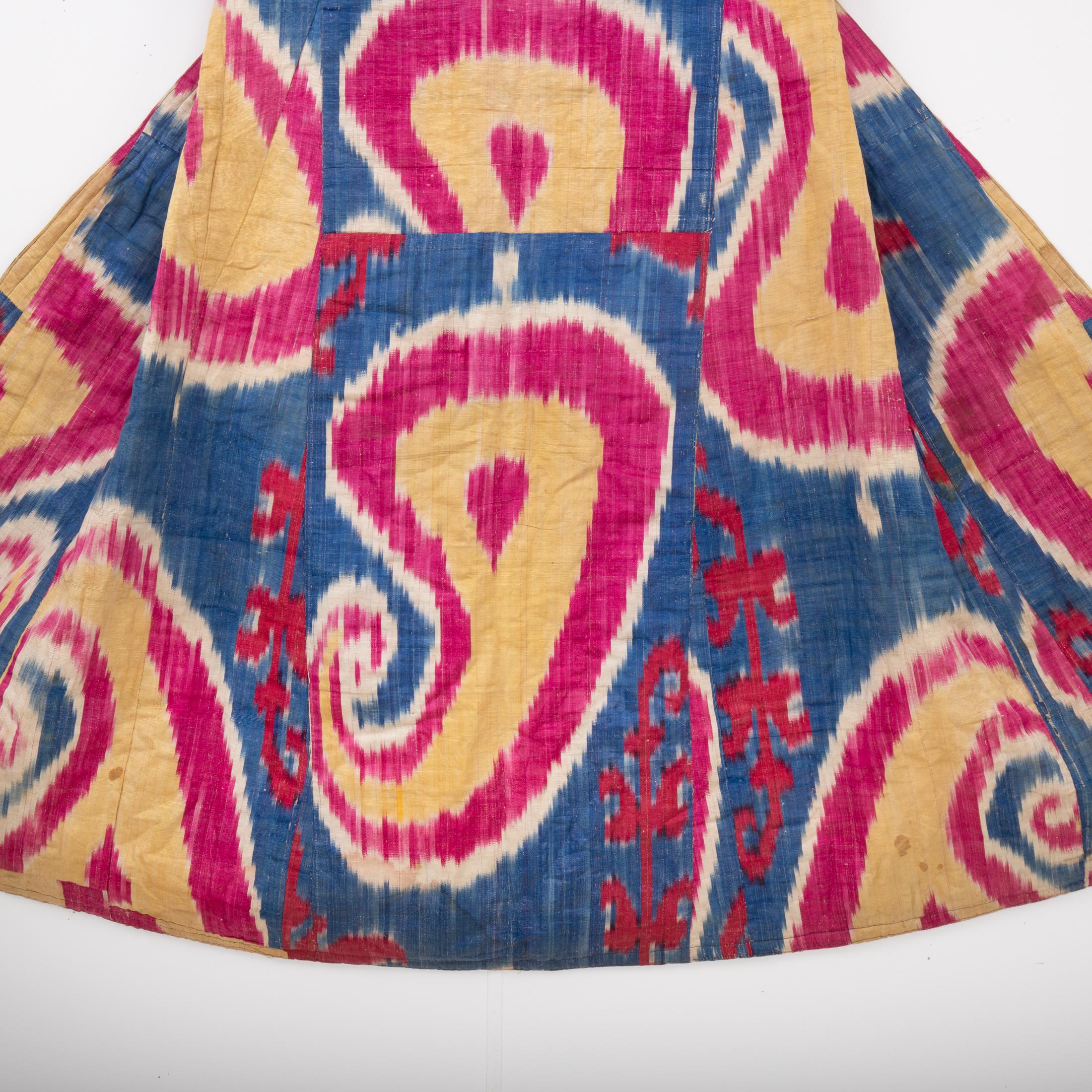 Islamic Antique Ikat Chapan with a rare design, 19th C. Uzbekistan For Sale
