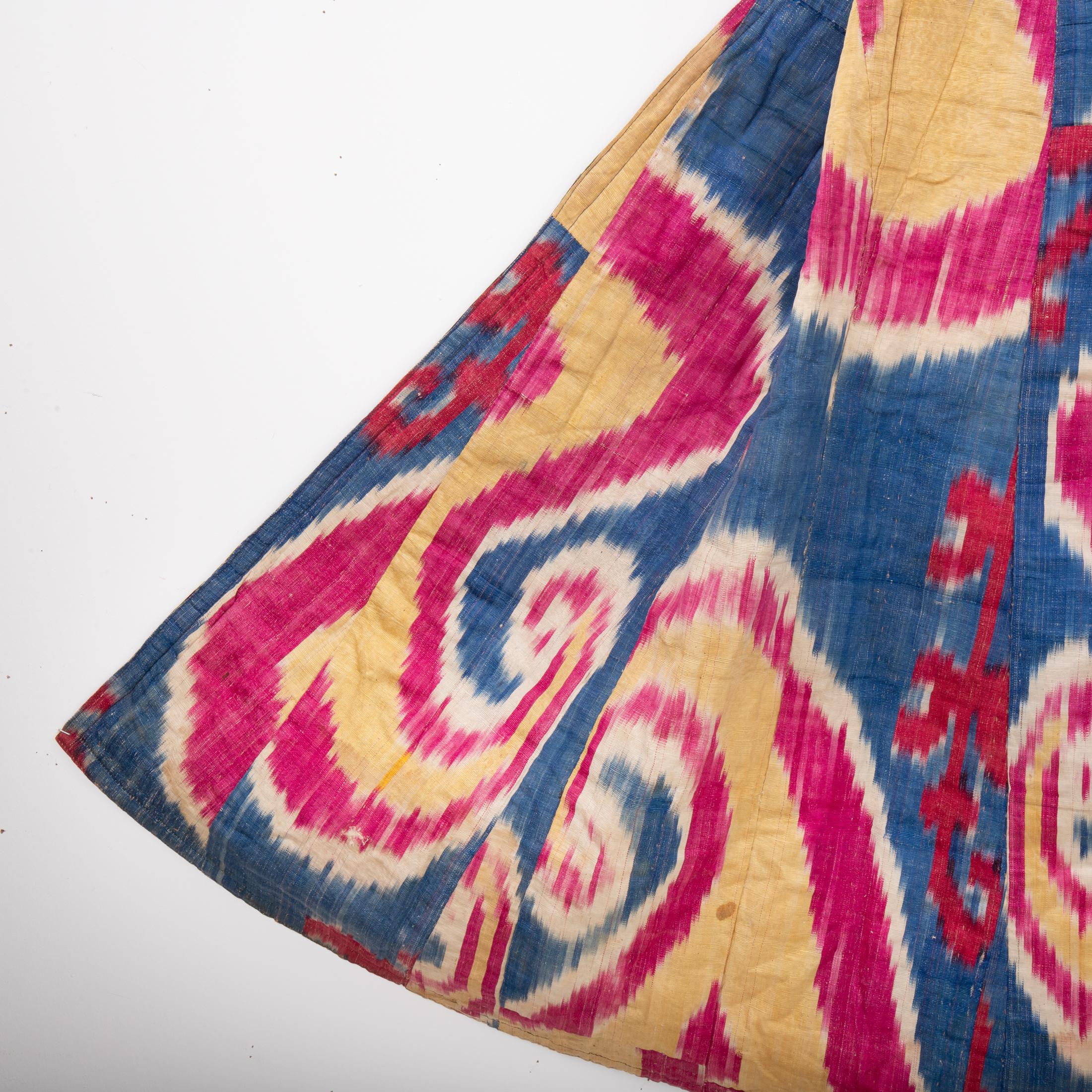 19th Century Antique Ikat Chapan with a rare design, 19th C. Uzbekistan For Sale