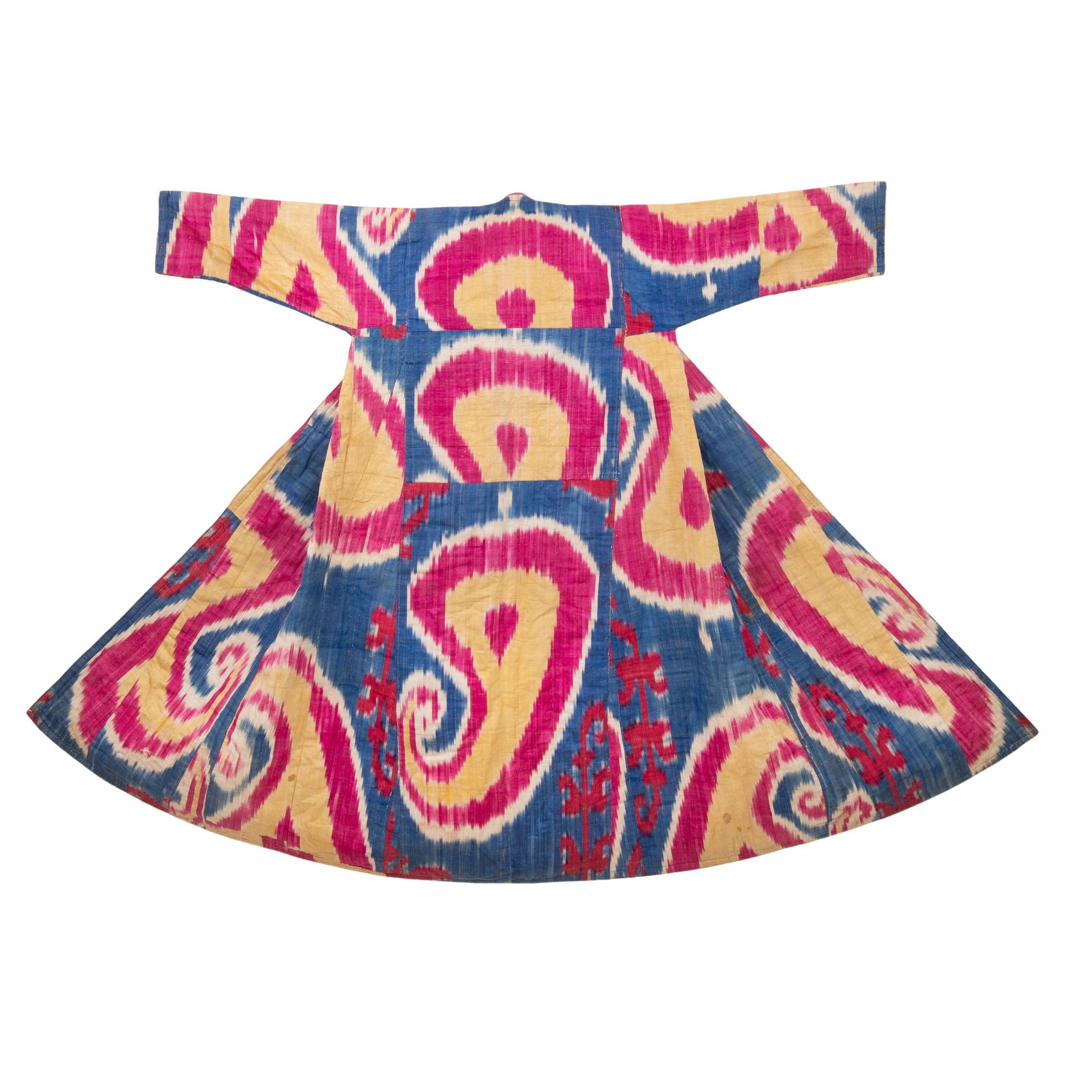 Antique Ikat Chapan with a rare design, 19th C. Uzbekistan