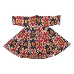 Antique Ikat Chapan with a Rare Roller Printed Lining, Late 19th C