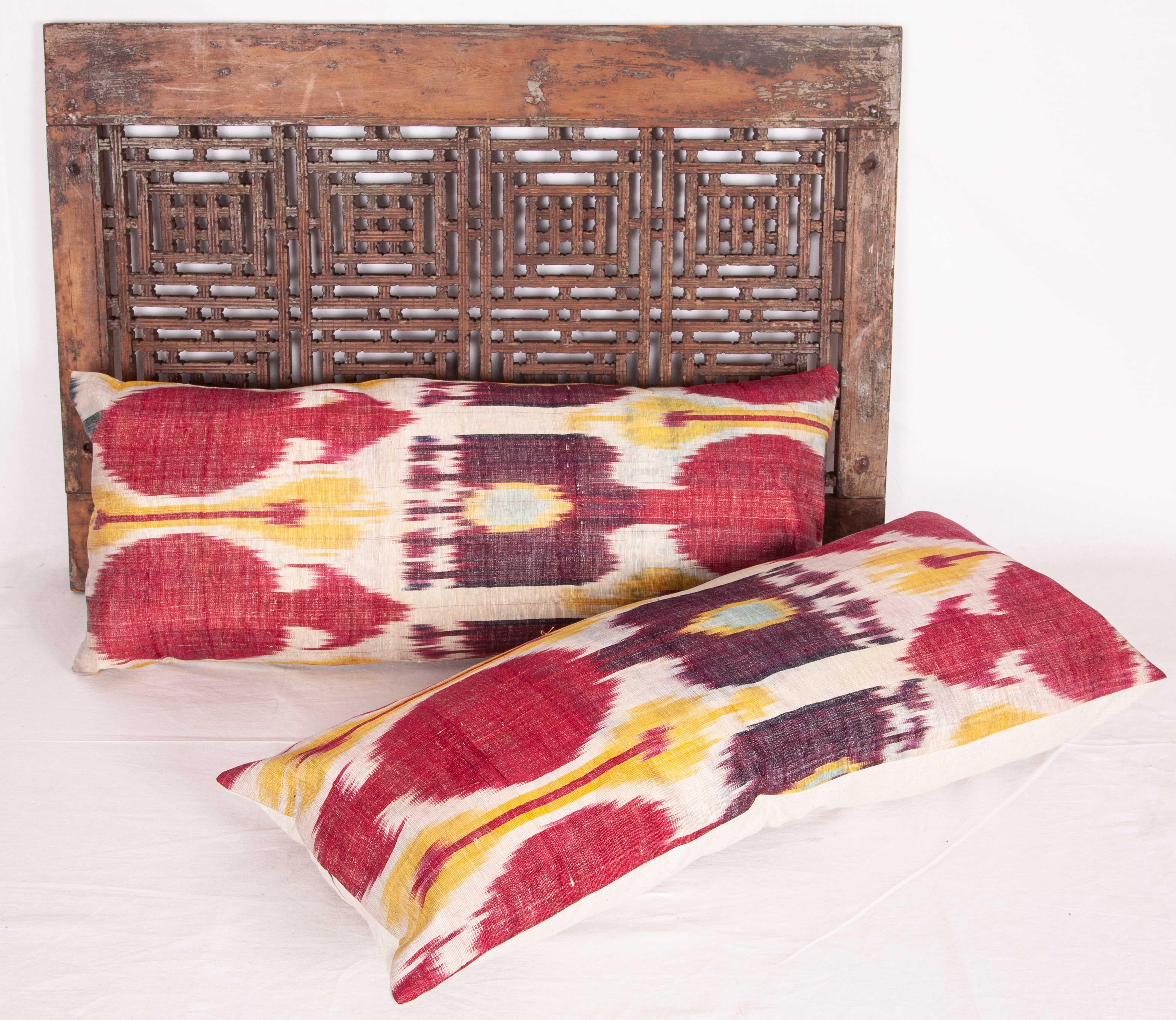 Tribal Antique Ikat Lumbar Pillow Cases Made from a 19th Century Ikat