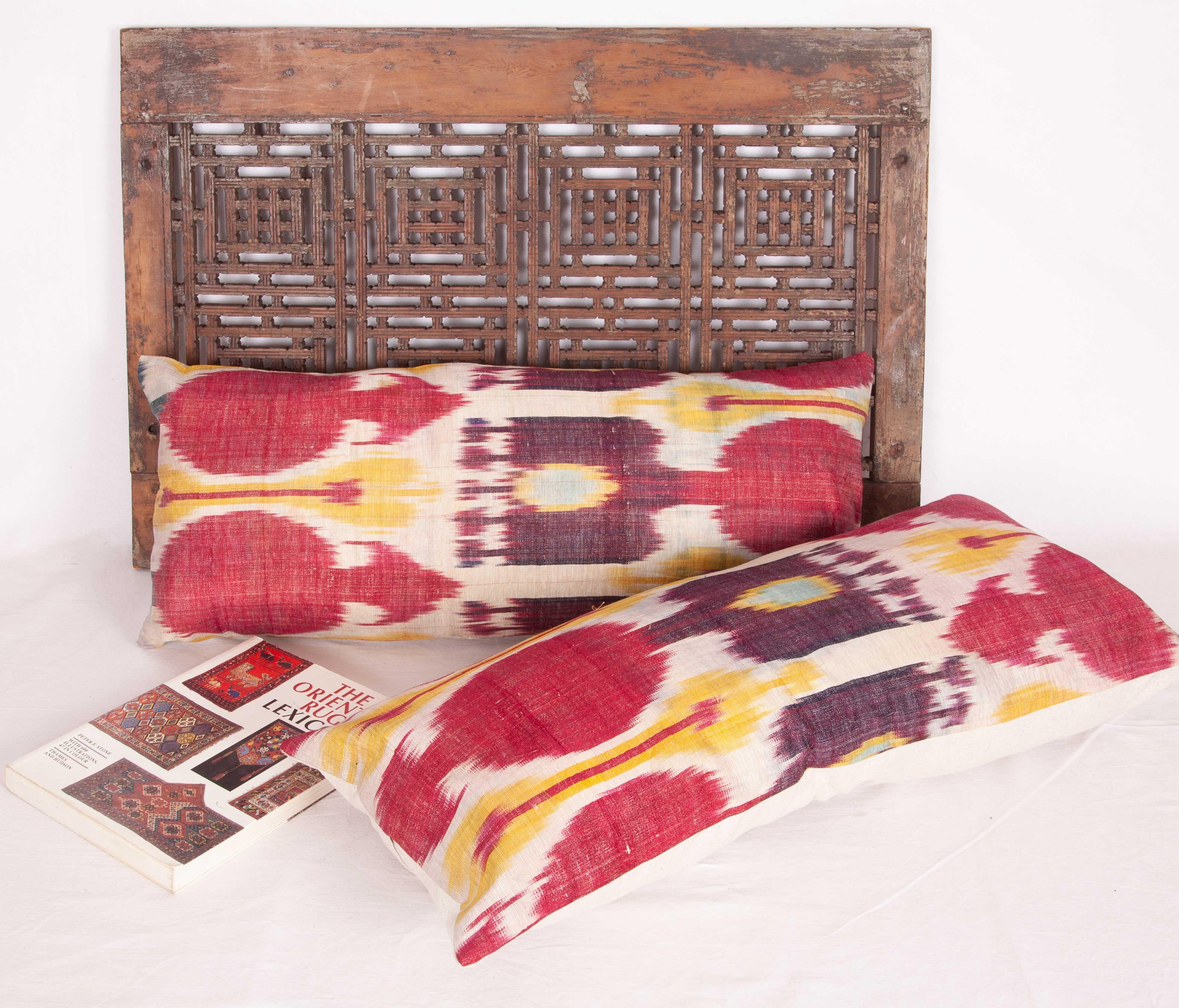 Uzbek Antique Ikat Lumbar Pillow Cases Made from a 19th Century Ikat