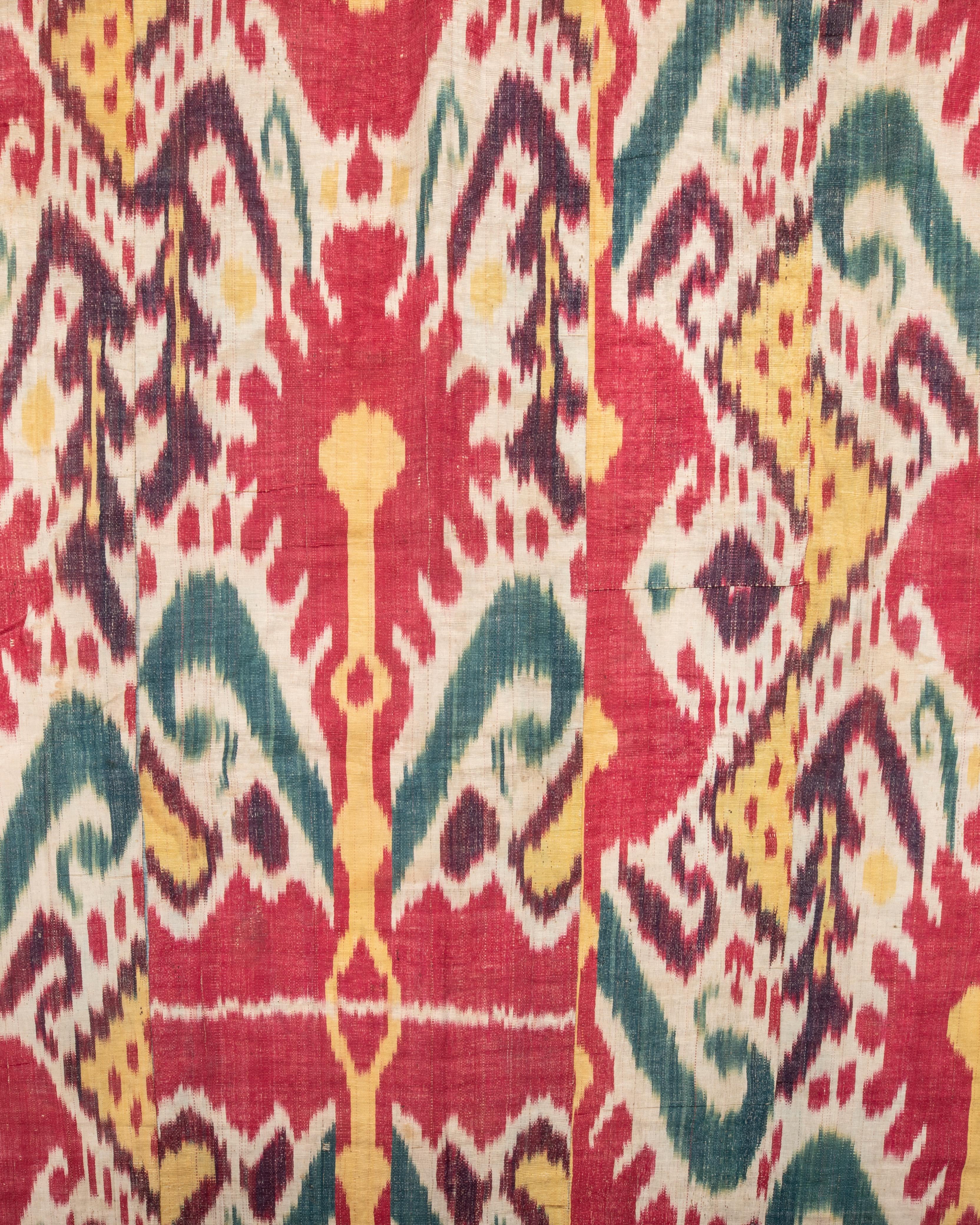 Uzbeko Antique Ikat Panel , Uzbekistan, 19th C. in vendita
