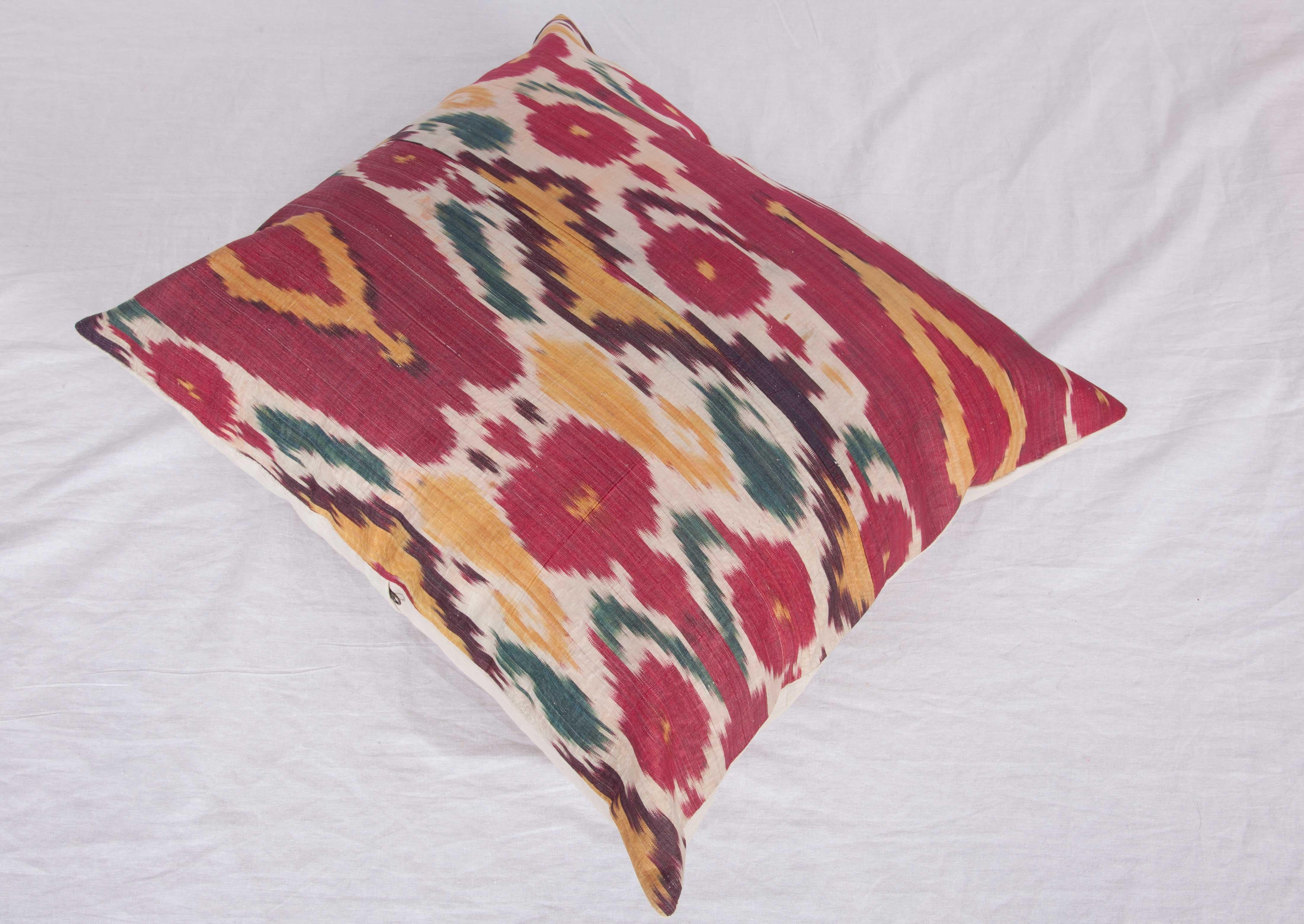 Uzbek Antique Ikat Pillow Case Fashioned from a 19th Century Ikat Panel For Sale