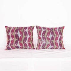 Antique Ikat Pillow Cases Fashioned from a 19th Century Tajik Ikat