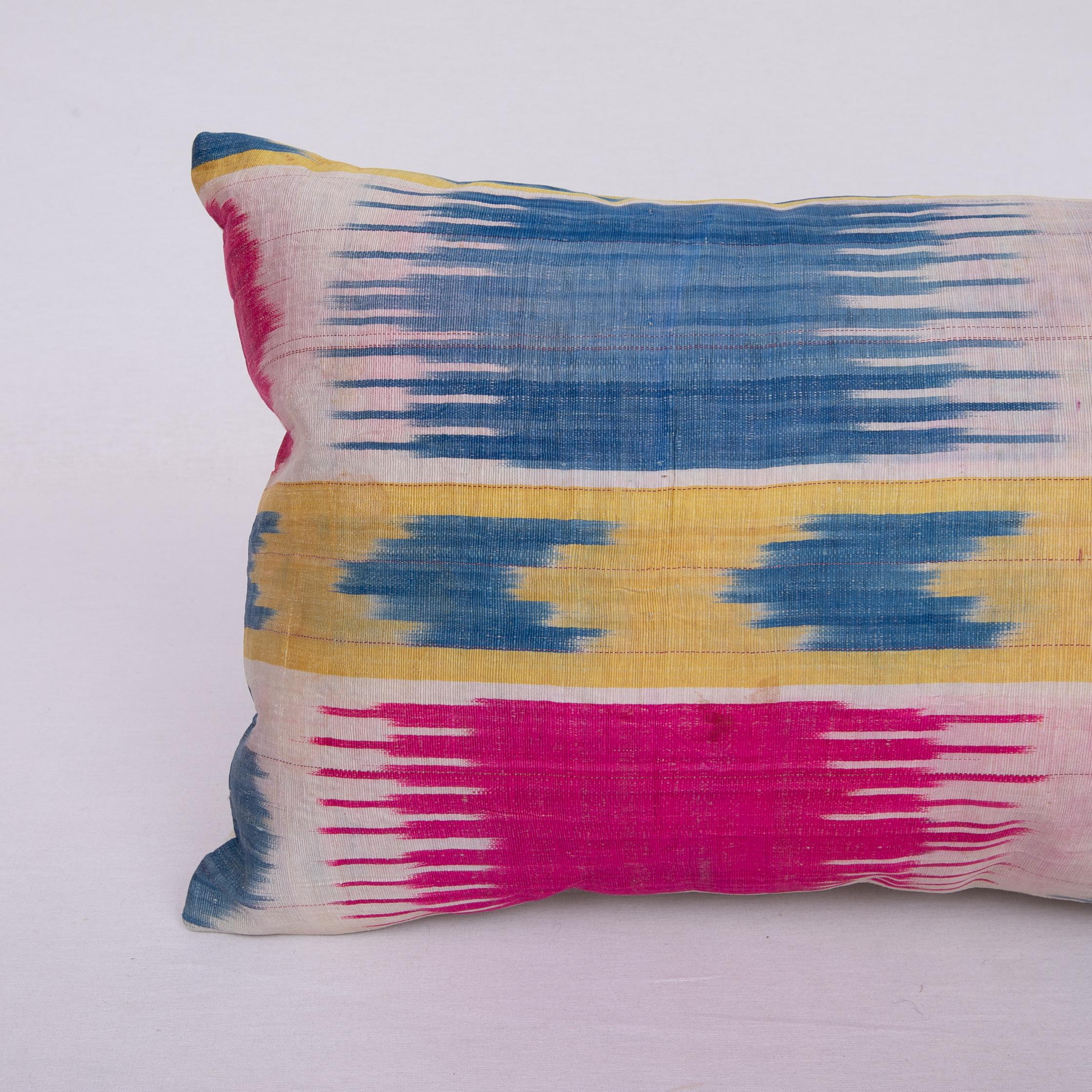 Tribal Antique Ikat Pillowcase /Cushion Cover from Uzbekistan, 1900s For Sale