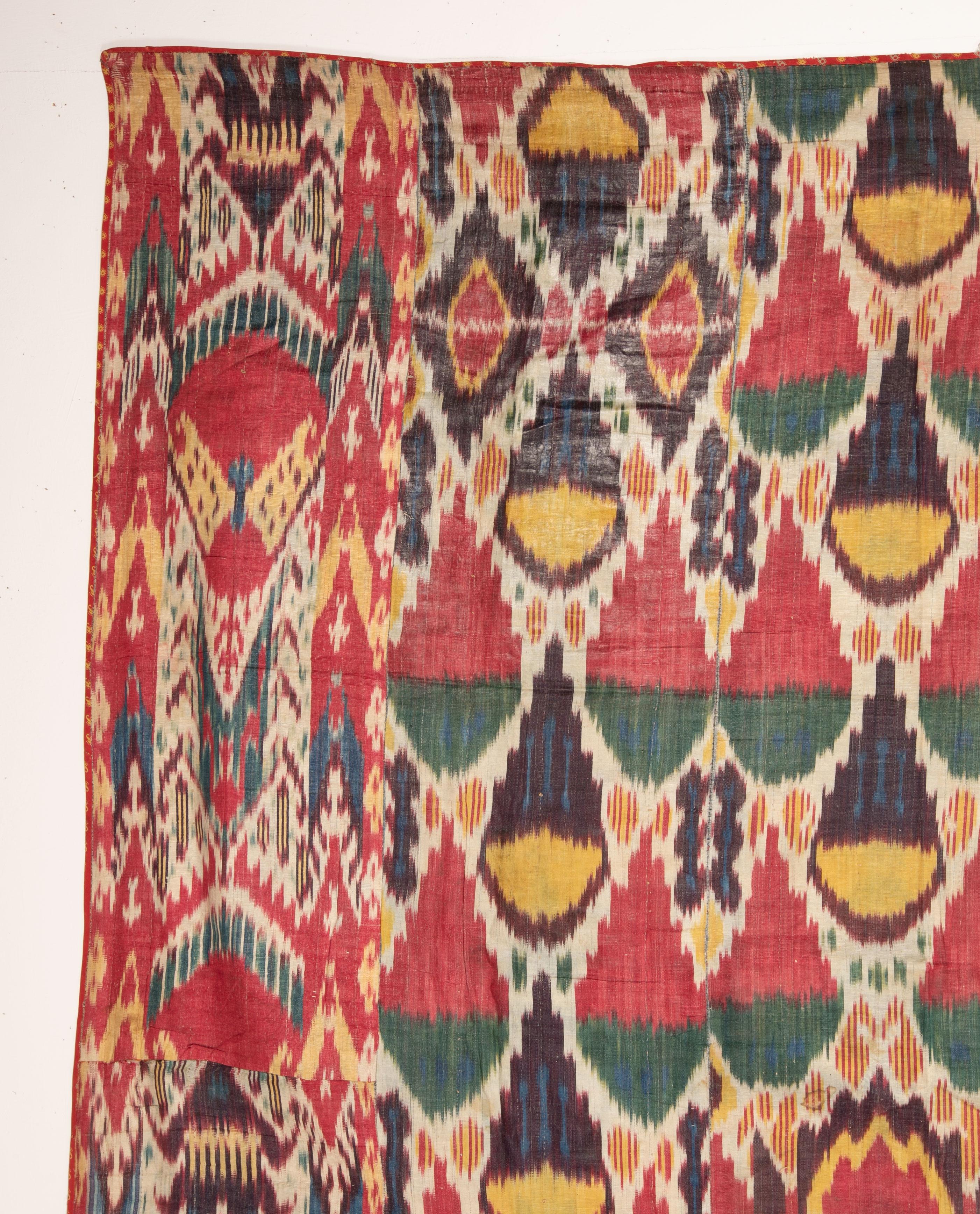 Antique Ikat Quilt from Uzbekistan, 1850s In Good Condition In Istanbul, TR