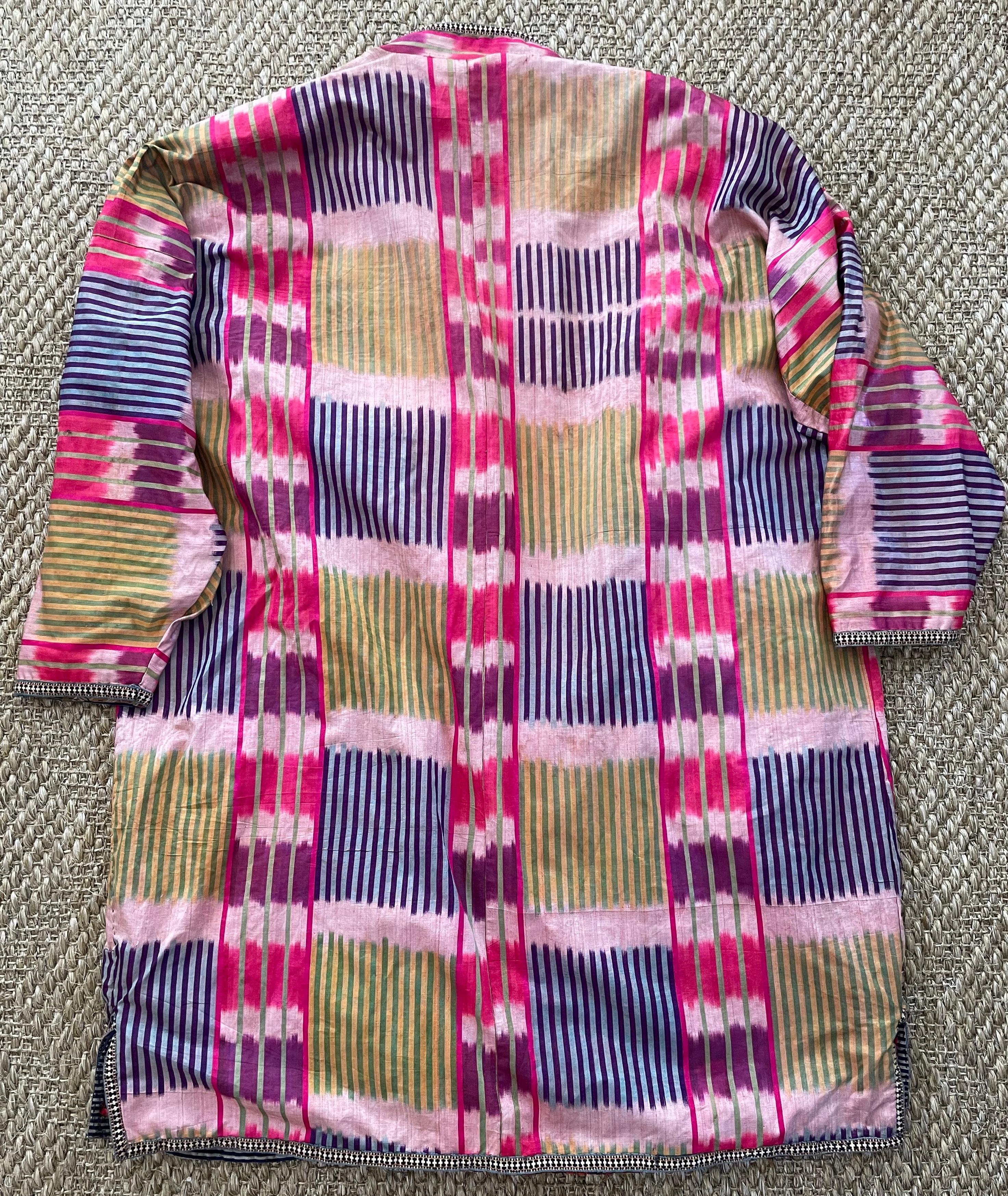 Asian Antique Ikat Silk Robe For Sale