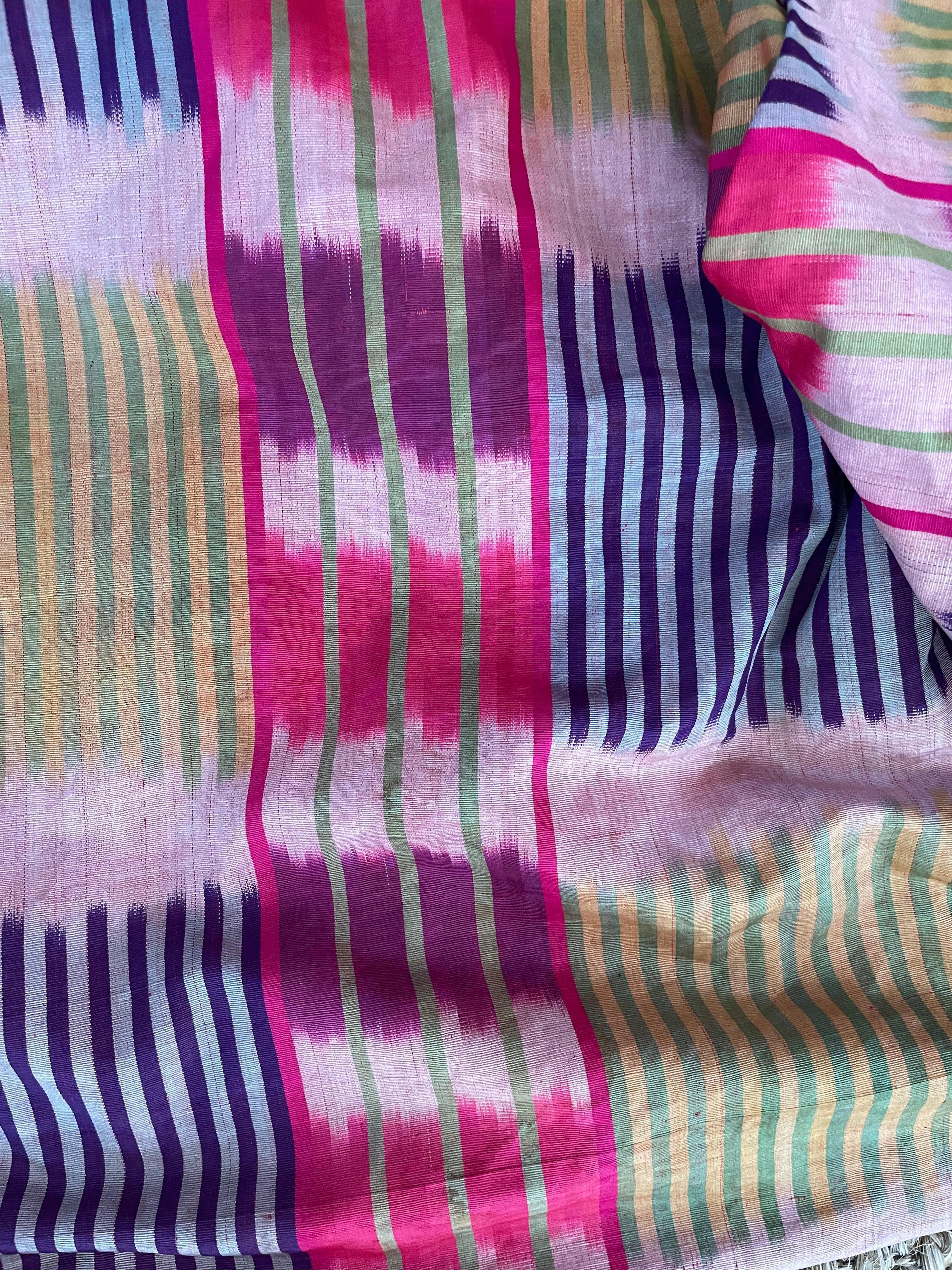 Hand-Woven Antique Ikat Silk Robe For Sale
