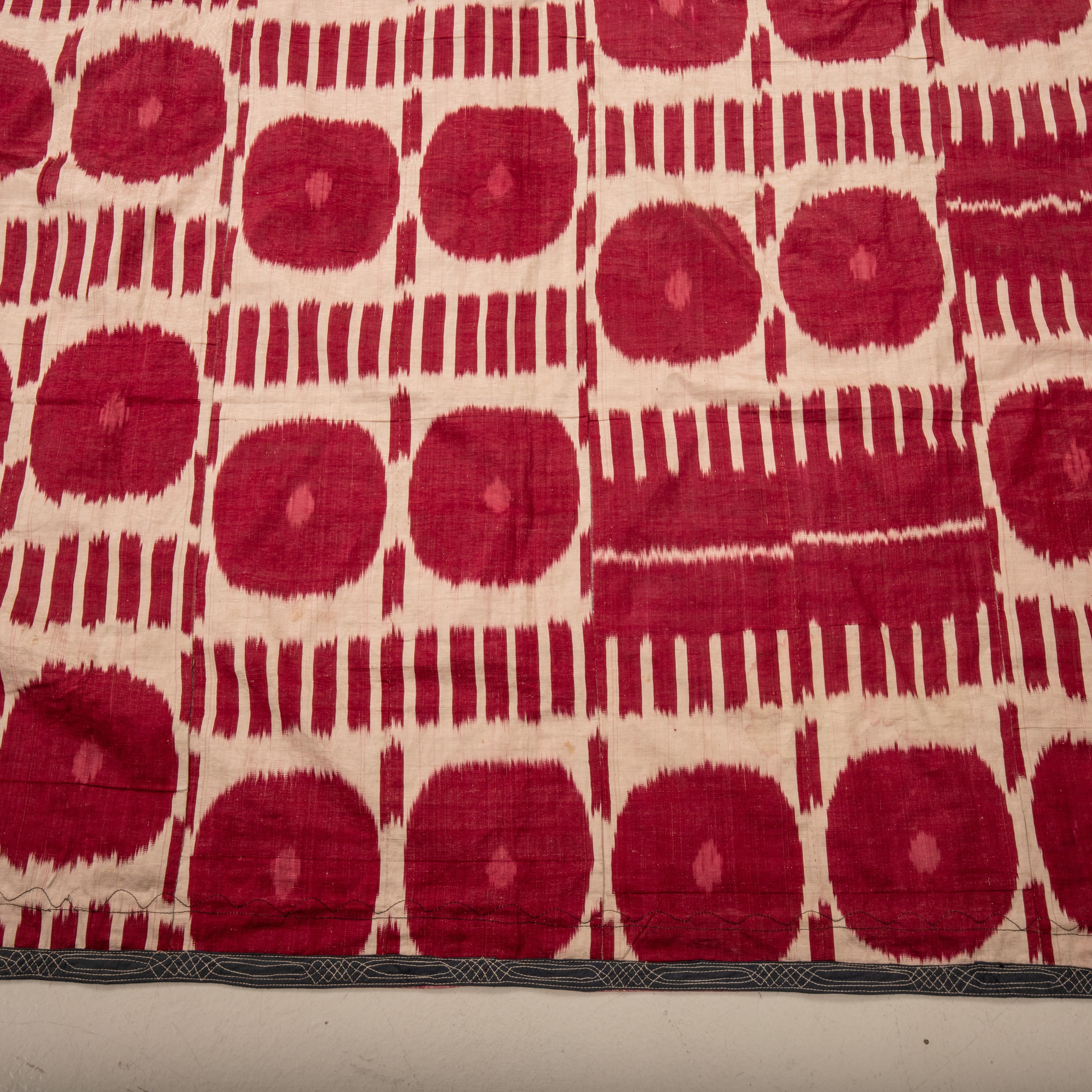 Antik Ikat Seide Kette Baumwolle Schuss Ikat Panel, Usbekistan L19. / E 20 C. 1