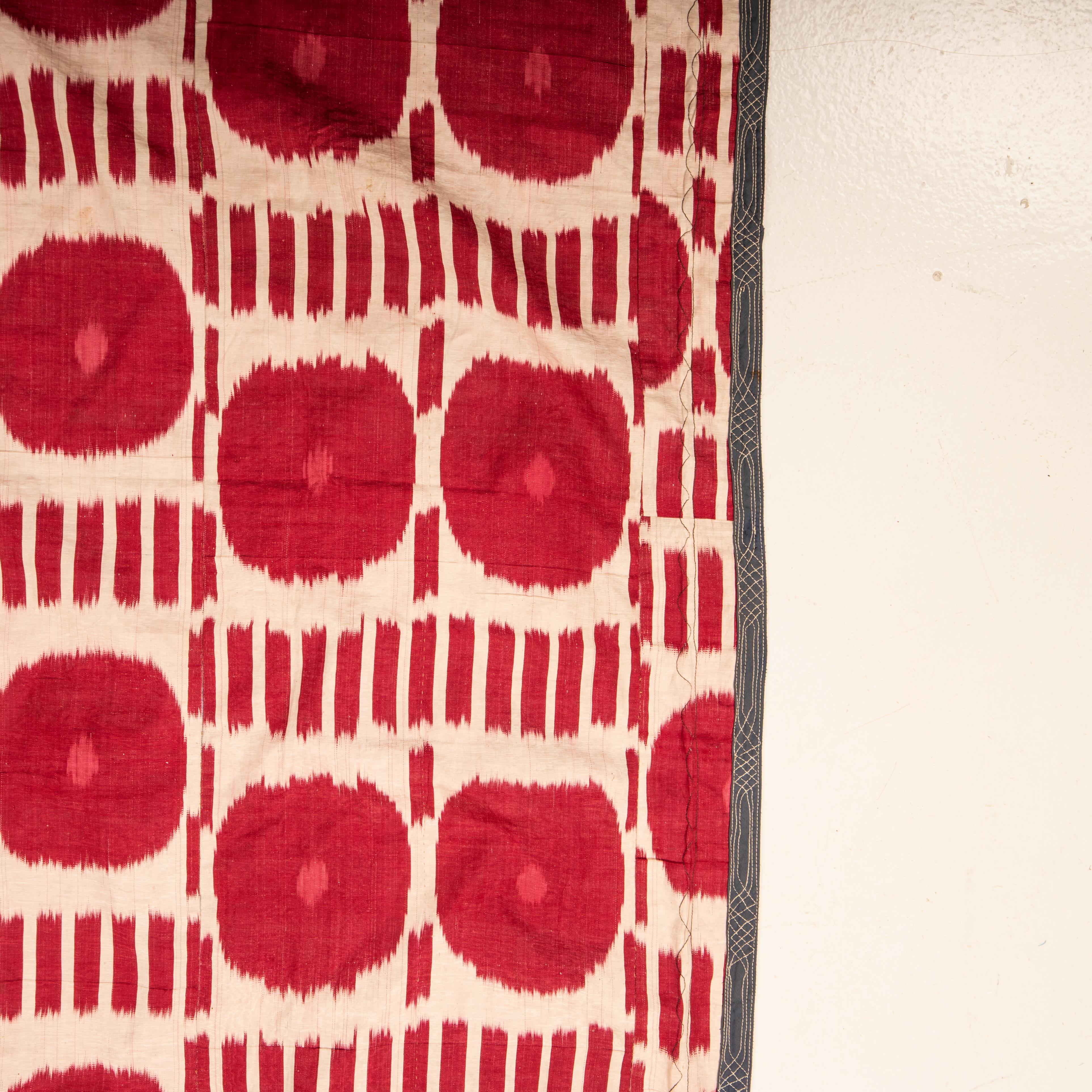 Antik Ikat Seide Kette Baumwolle Schuss Ikat Panel, Usbekistan L19. / E 20 C. 2