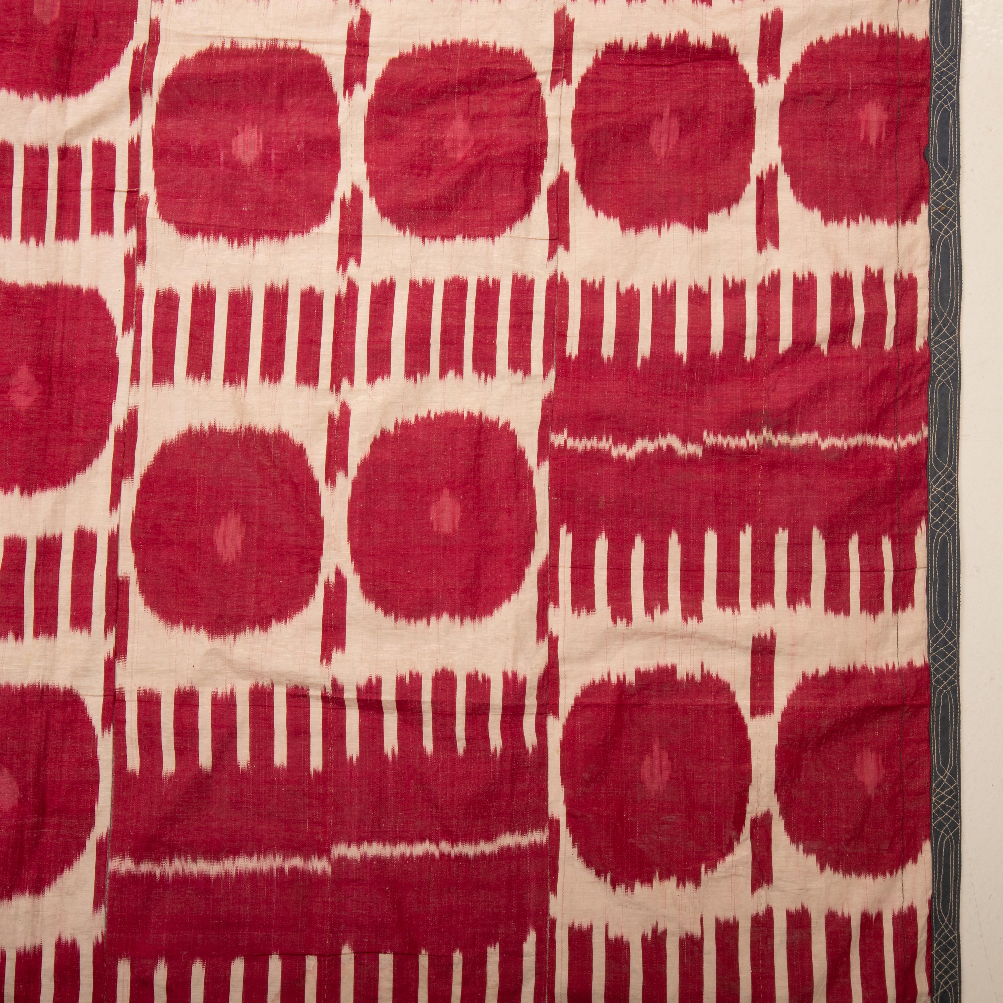 Antik Ikat Seide Kette Baumwolle Schuss Ikat Panel, Usbekistan L19. / E 20 C. 3