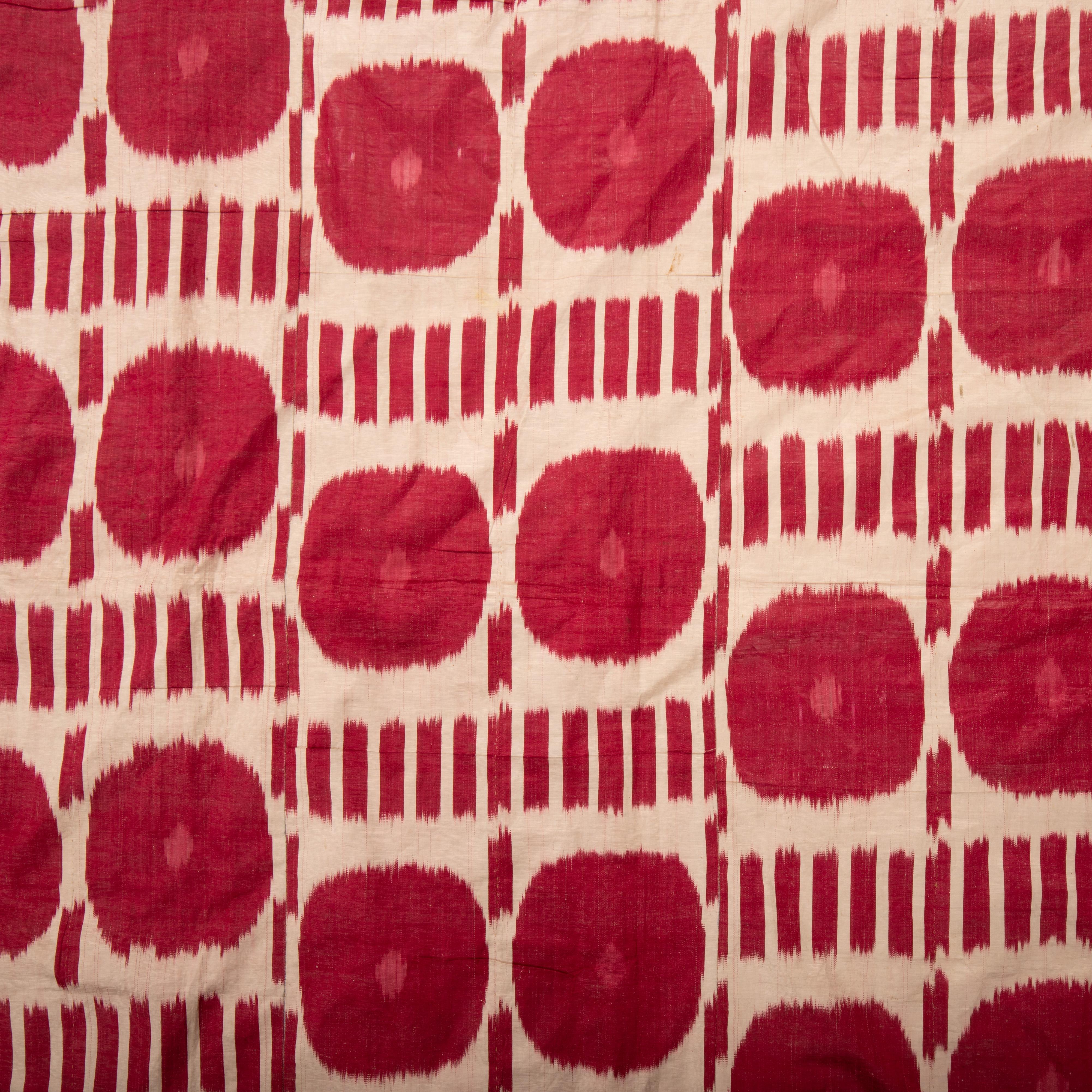 Antik Ikat Seide Kette Baumwolle Schuss Ikat Panel, Usbekistan L19. / E 20 C. 4