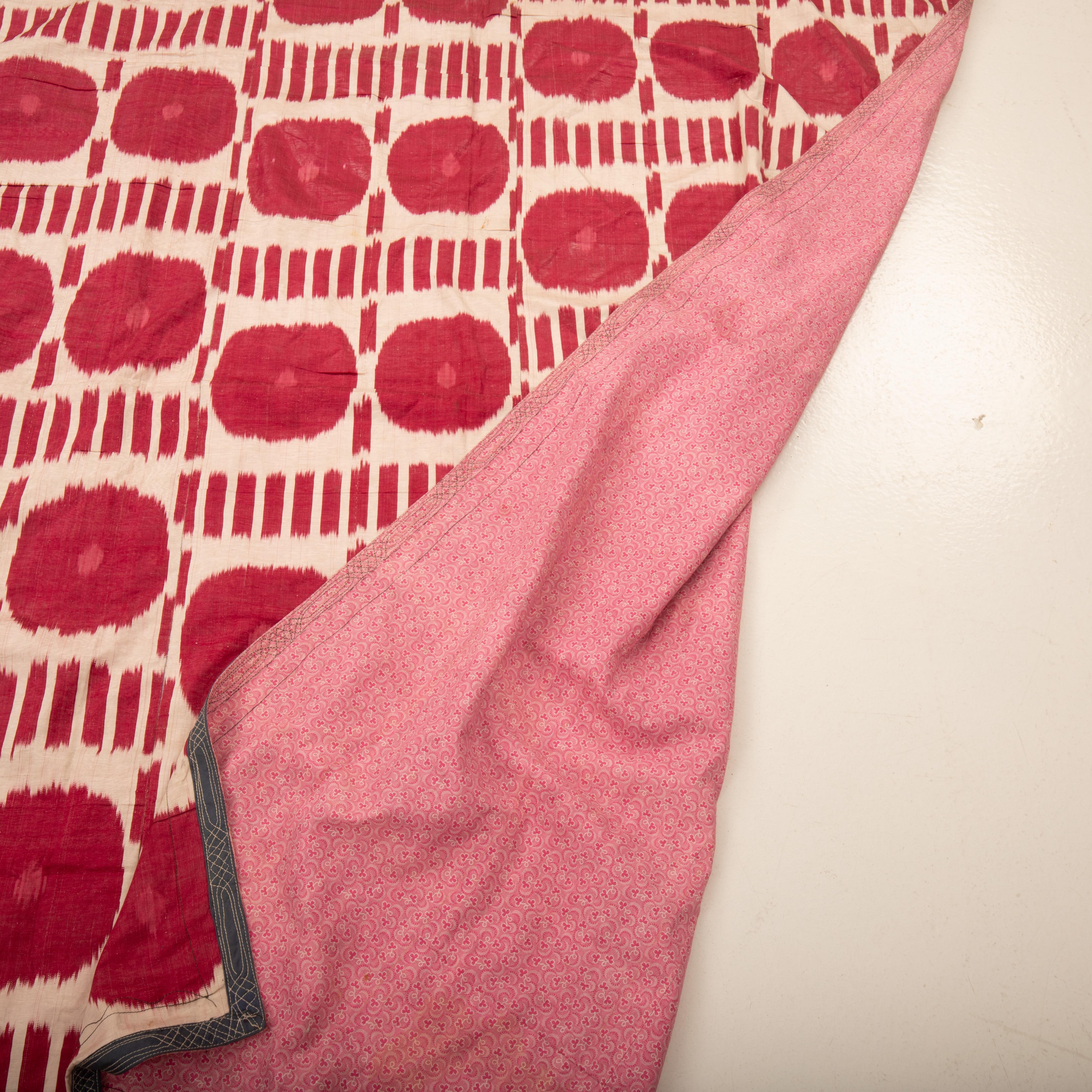 Antik Ikat Seide Kette Baumwolle Schuss Ikat Panel, Usbekistan L19. / E 20 C. 5