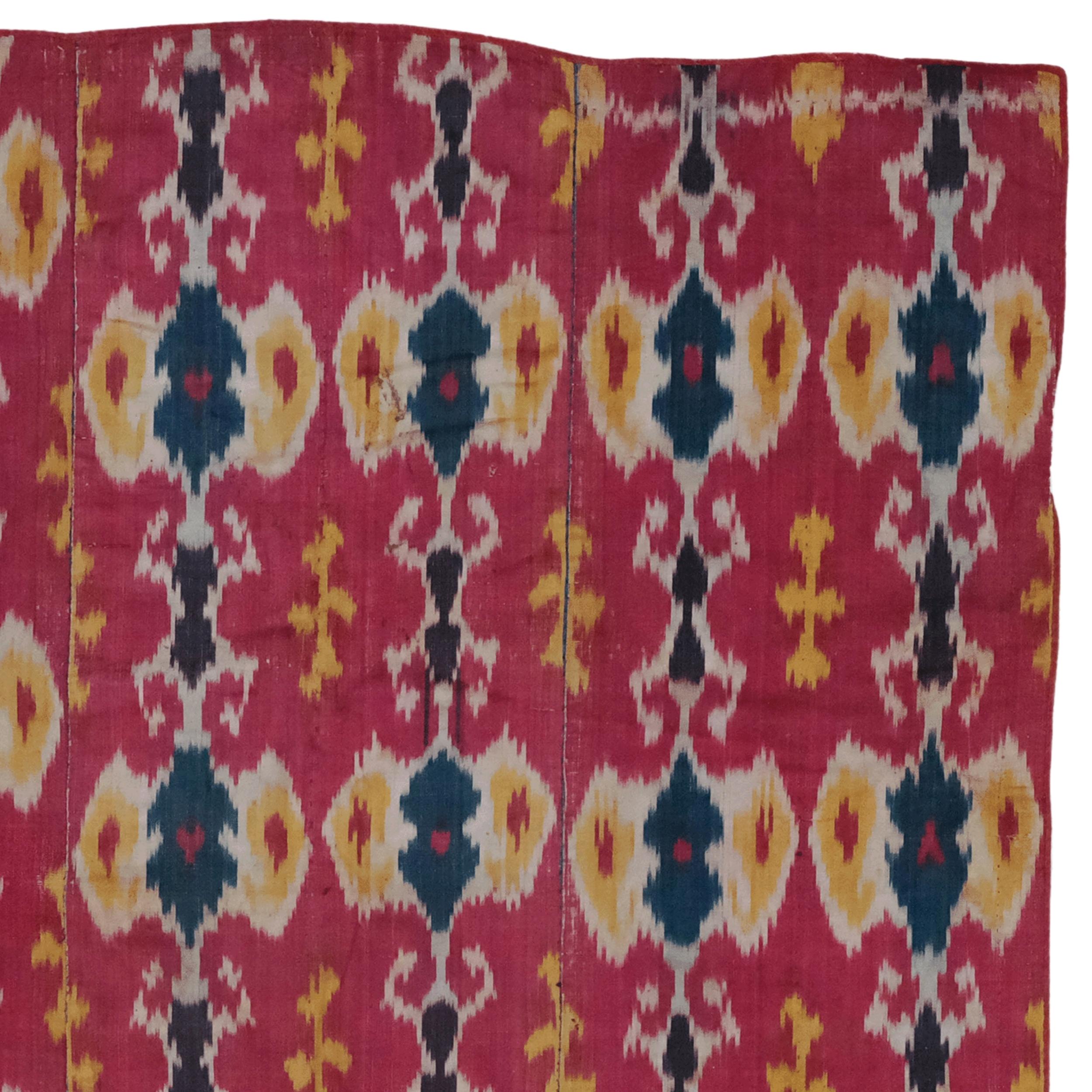 Silk Antique Ikat Textile - 19th Century Uzbek Ikat Textile For Sale