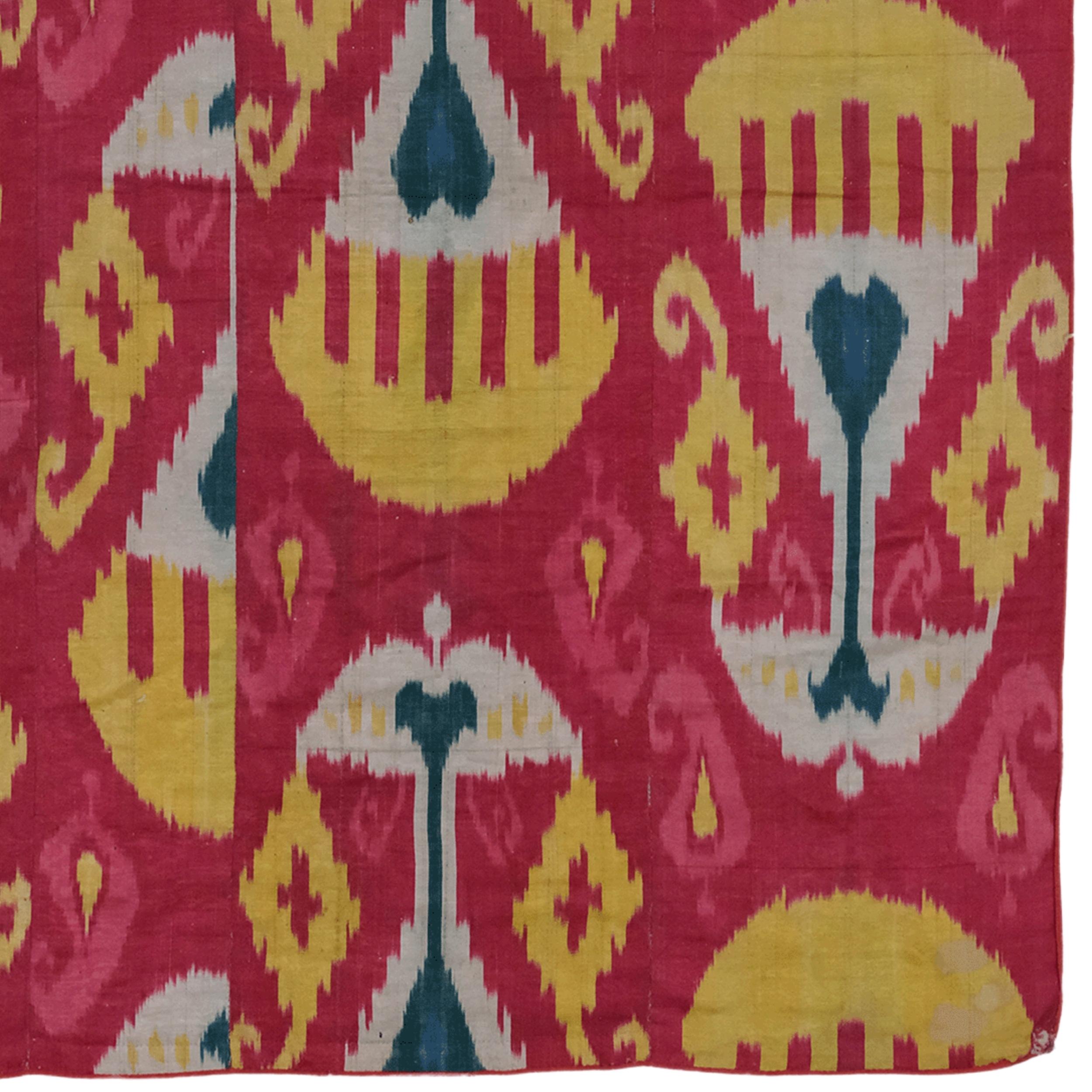 XIXe siècle Textile Ikat ancien - Textile Ikat ouzbek du 19ème siècle en vente