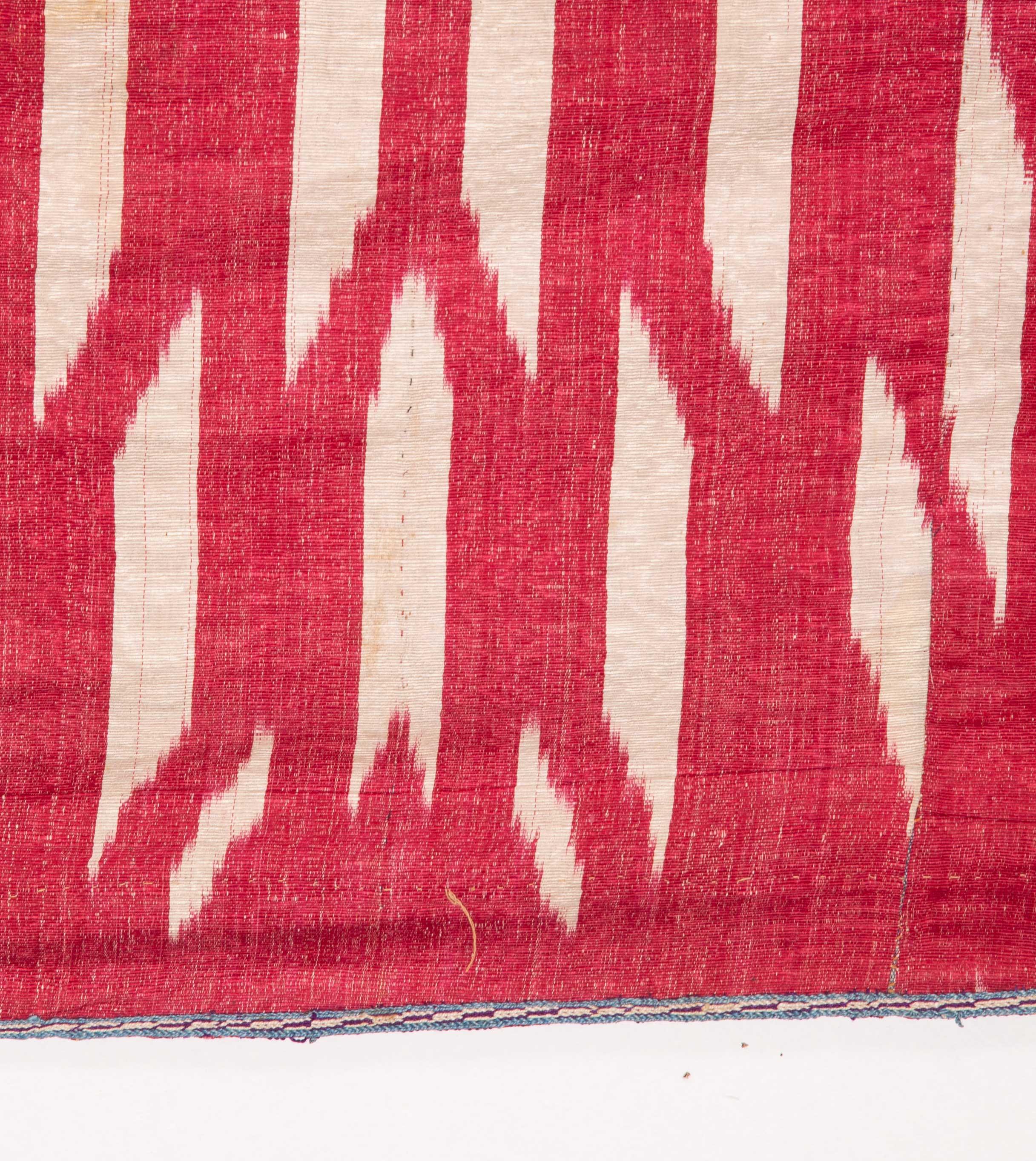 19th Century Antique Ikat Wall Hanging from Uzbekistan, Central Asia, 1870s-1880s