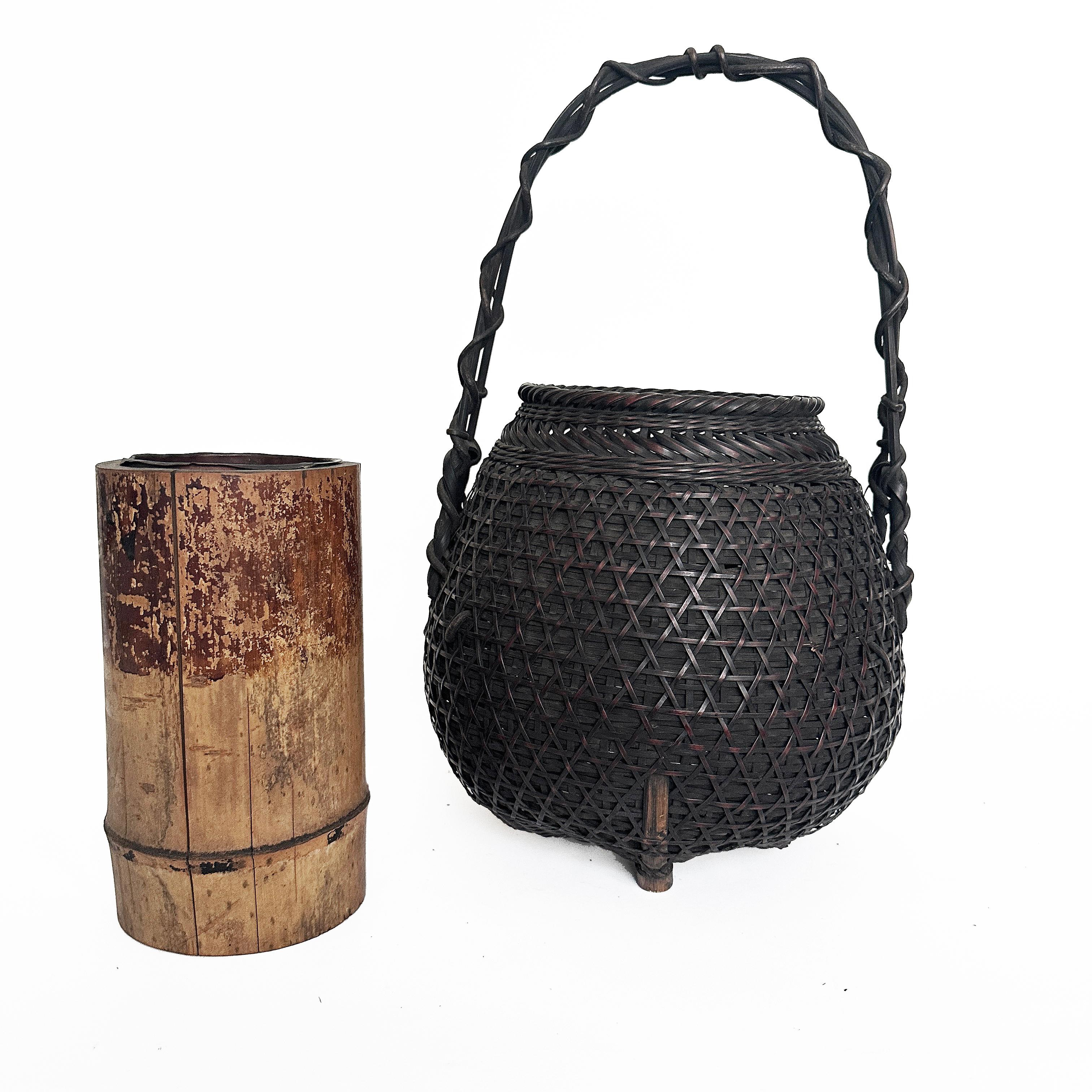 Meiji Antico cesto Ikebana, Bambù, inizio XX secolo, Giapponese in vendita